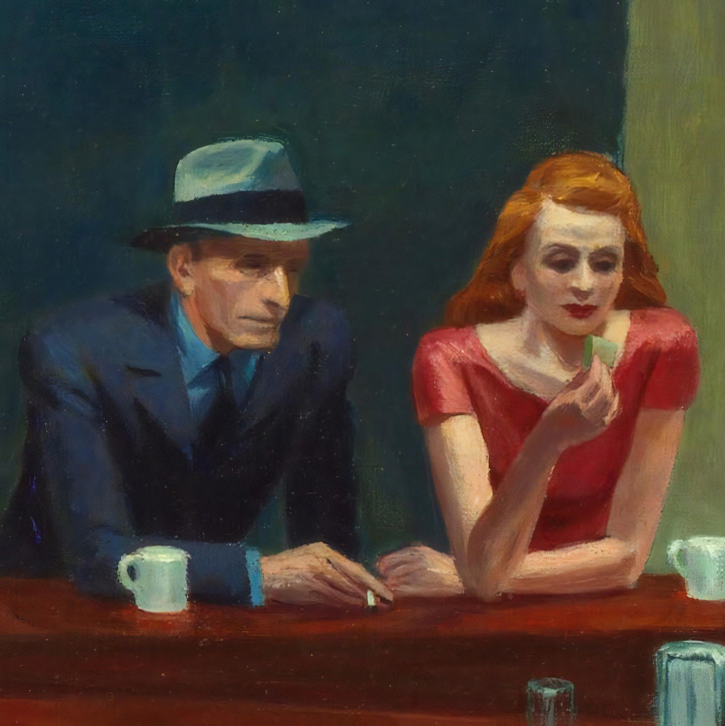 Nighthawks by Edward Hopper: 3D Printed Framed Art