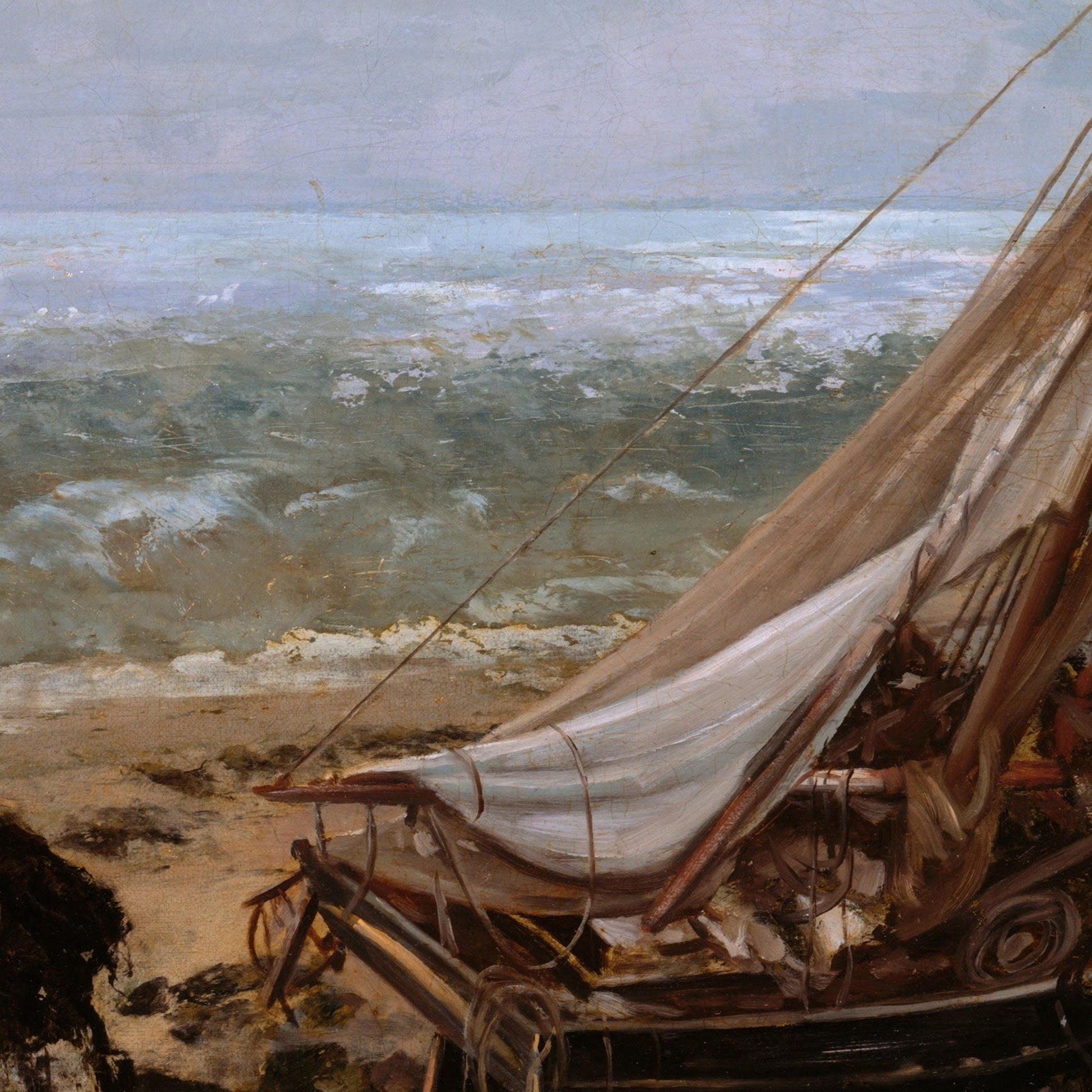 The Fishing Boat by Gustave Courbet, 3d Printed with texture and brush strokes looks like original oil painting