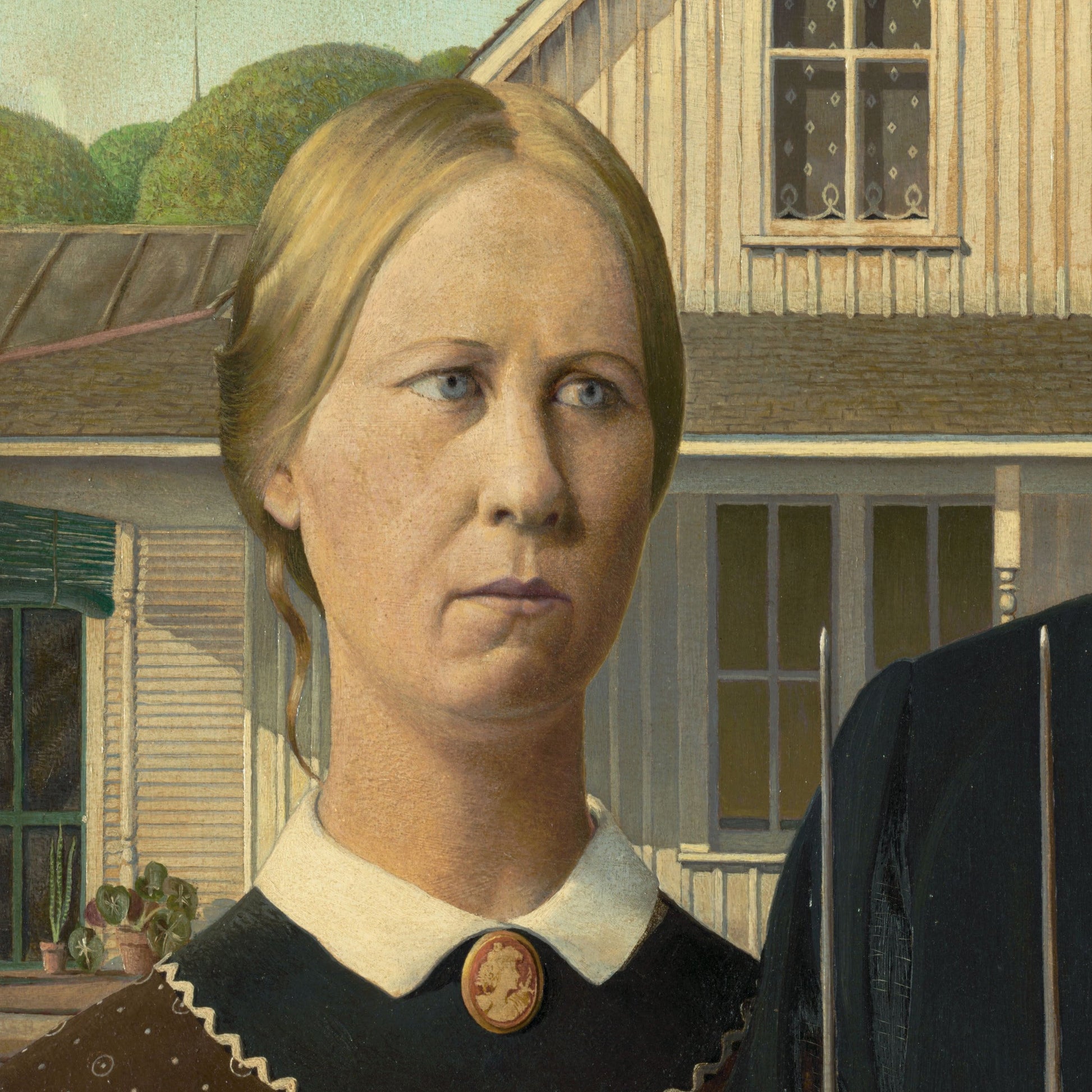 American Gothic 3D Print: Textured Brushstrokes, Grant Wood