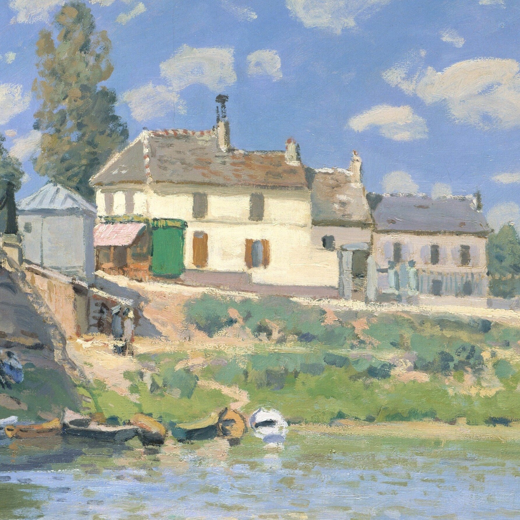 The Bridge at Villeneuve la Garenne by Alfred Sisley, 3d Printed with texture and brush strokes looks like original oil painting