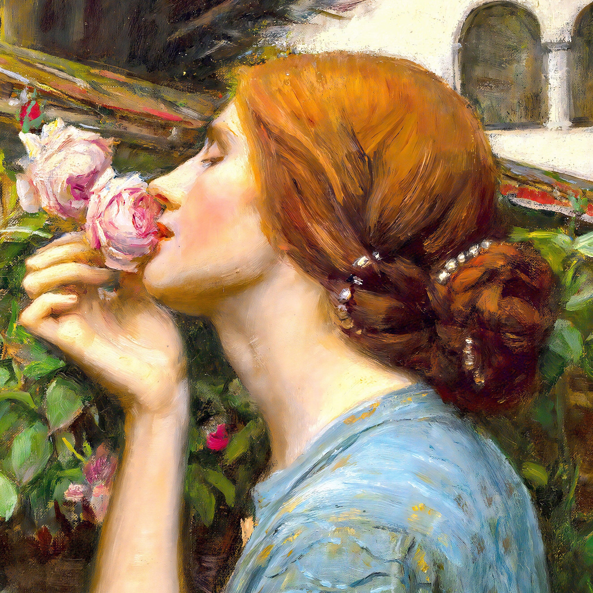 The Soul of the Rose by John William Waterhouse, 3d Printed with texture and brush strokes looks like original oil painting