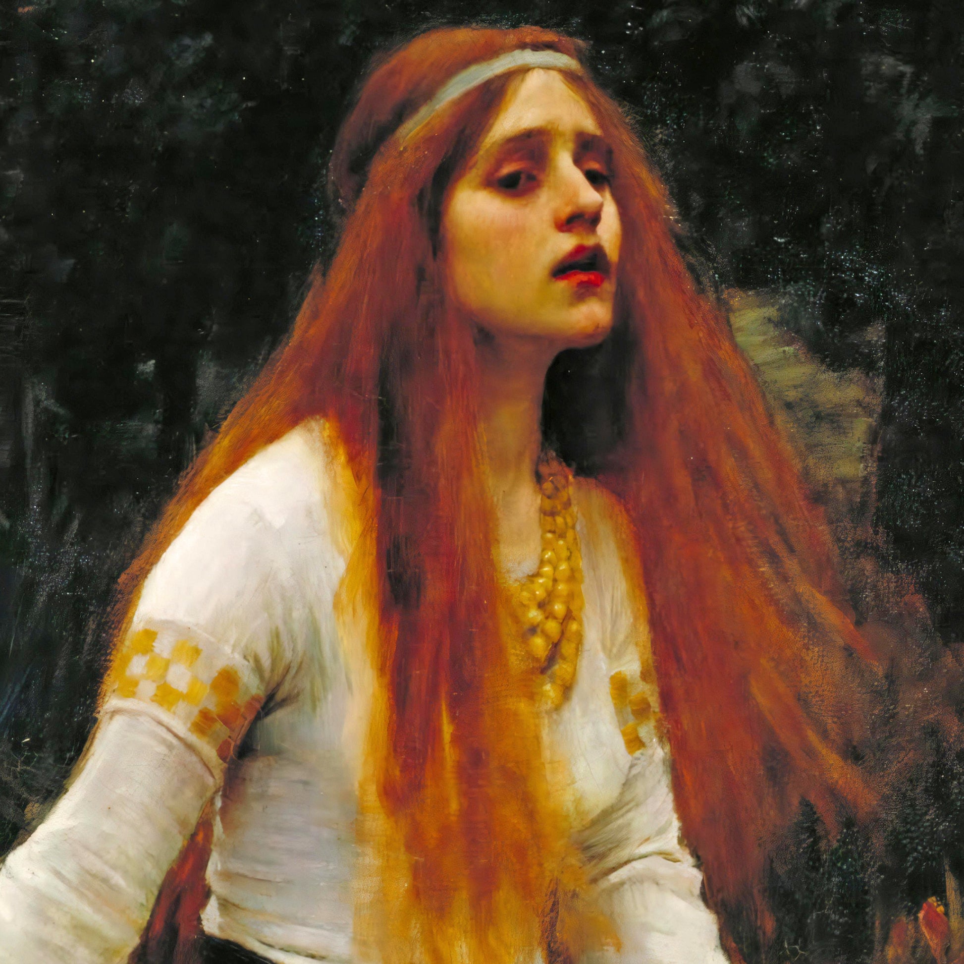 The Lady of Shalott by John William Waterhouse, 3d Printed with texture and brush strokes looks like original oil painting