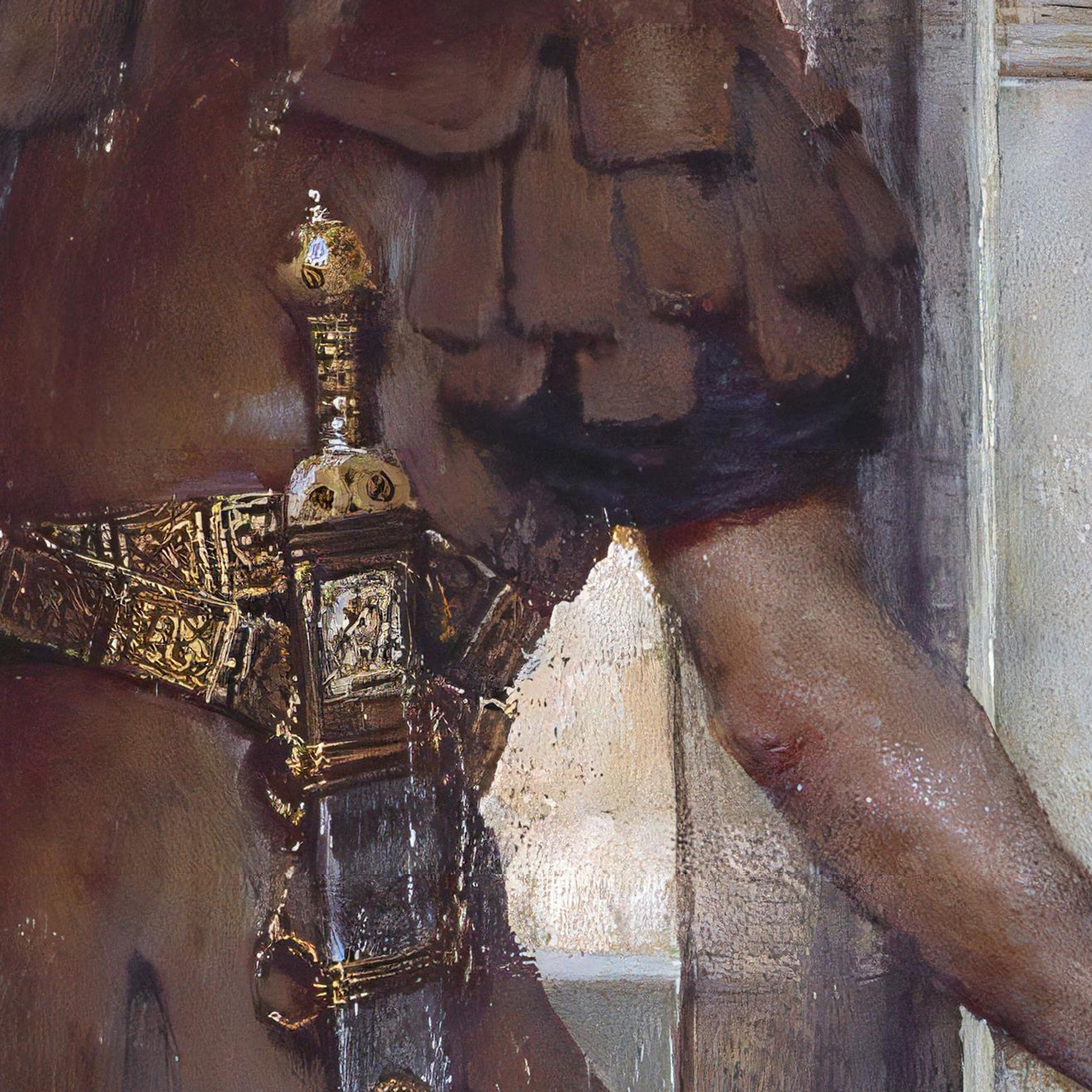 A Silent Greeting by Lawrence Alma Tadema, 3d Printed with texture and brush strokes looks like original oil painting