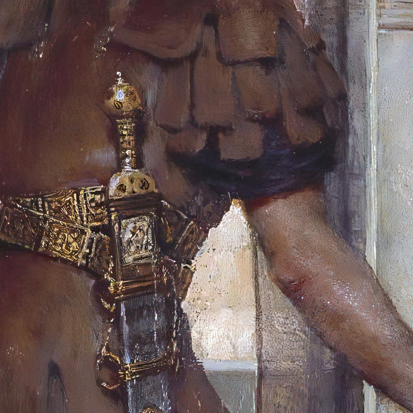 Lawrence Alma Tadema 3D Print: A Silent Greeting, Textured Oil Painting Replica
