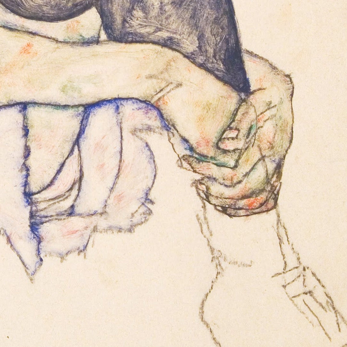 Egon Schiele Print: Seated Woman, Textured 3D Art