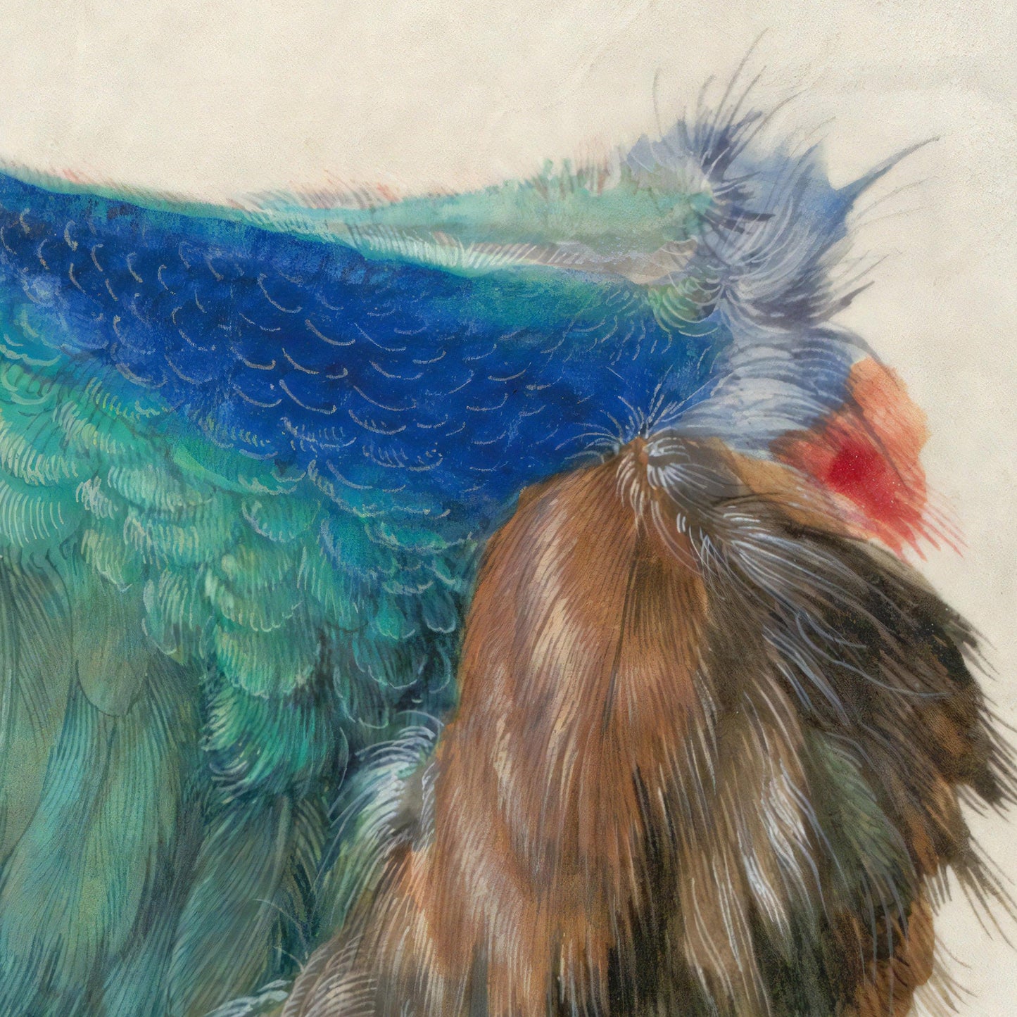 Dead Blue Roller by Albrecht Dürer, 3d Printed with texture and brush strokes looks like original oil painting