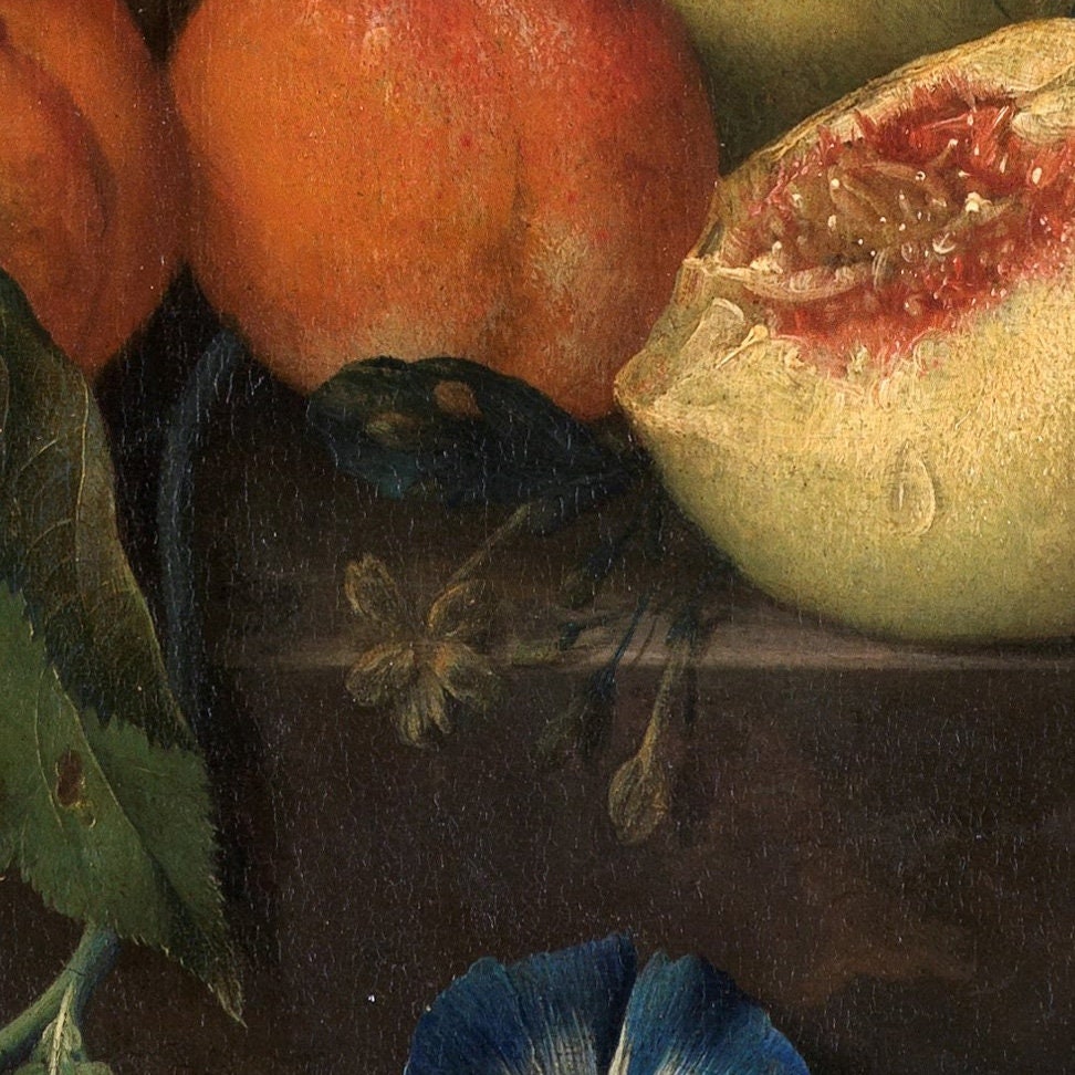 Jan van Huysum Still Life Print: Terracotta Vase, Flowers & Fruits (3D Printed)