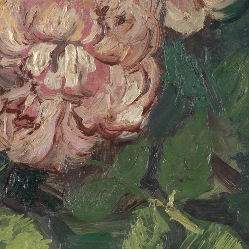 Van Gogh Roses and Peonies: 3D Textured Oil Painting Reproduction