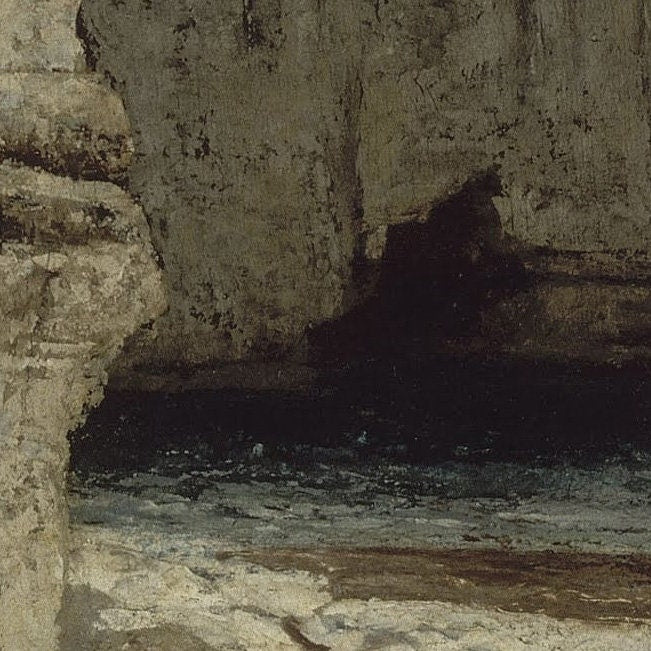 Courbet Etretat Cliffs 3D Print: Textured Oil Painting Reproduction