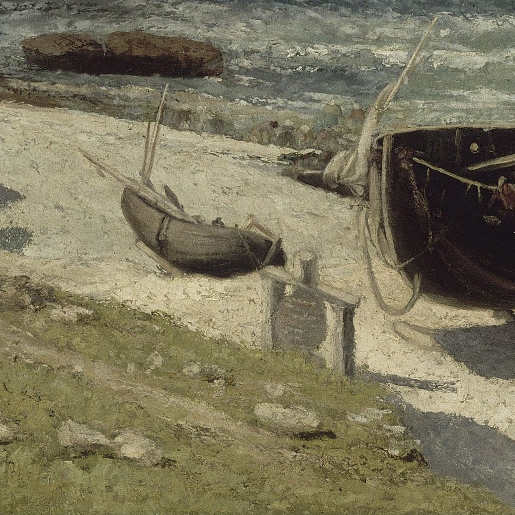 Courbet Etretat Cliffs 3D Print: Textured Oil Painting Reproduction