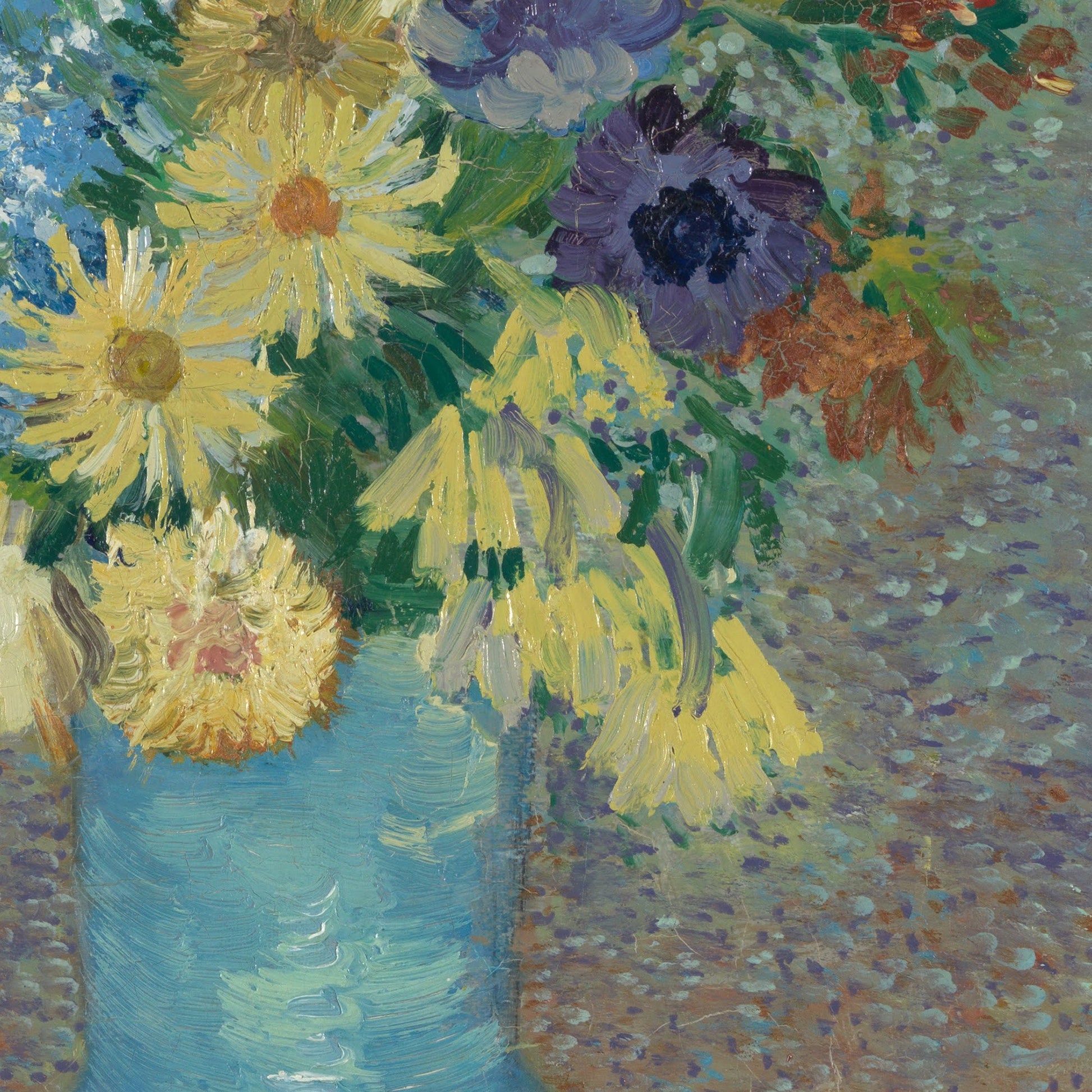 Van Gogh Flowers in a Blue Vase: 3D Textured Print