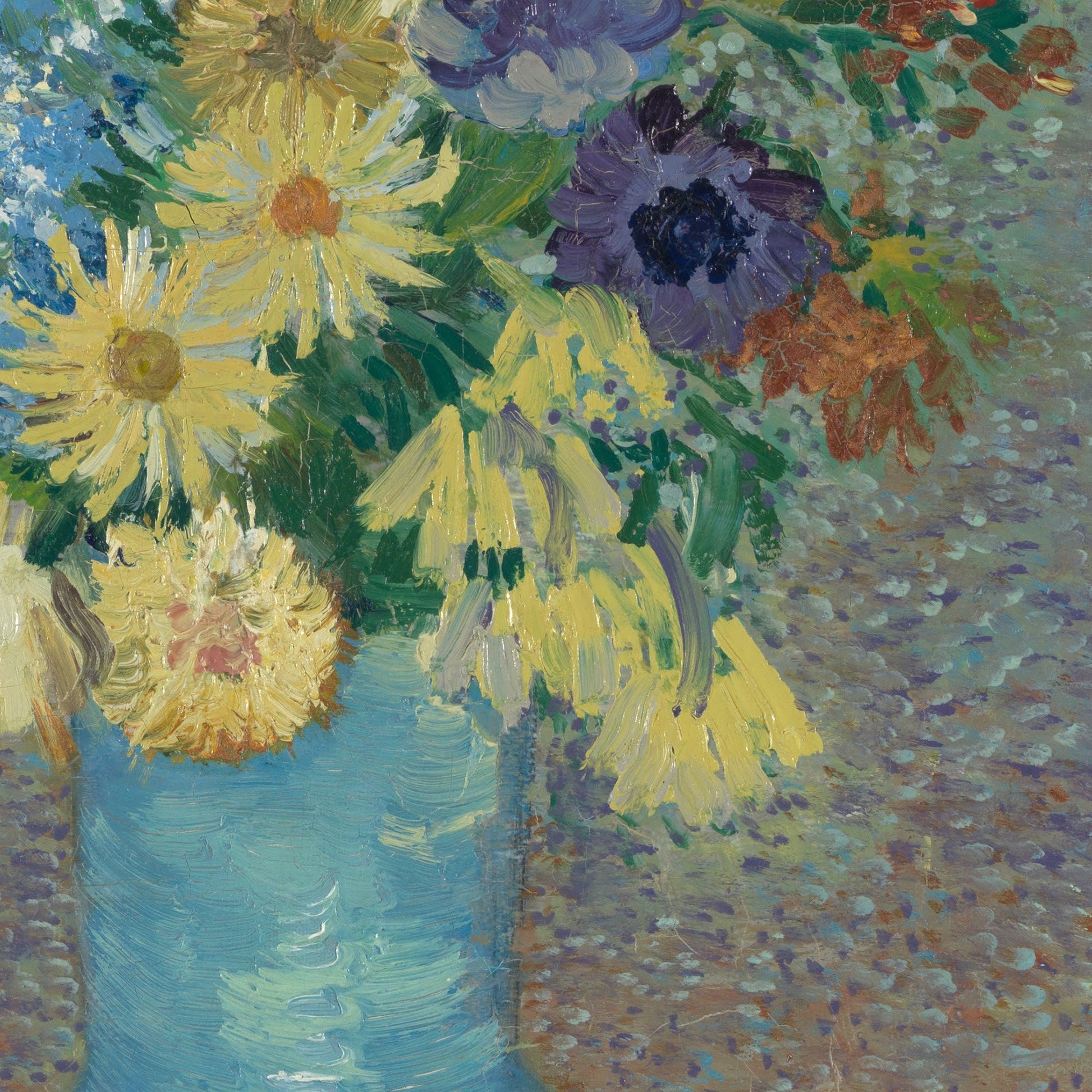 Flowers in a Blue Vase by Vincent Van Gogh, 3d Printed with texture and brush strokes looks like original oil painting