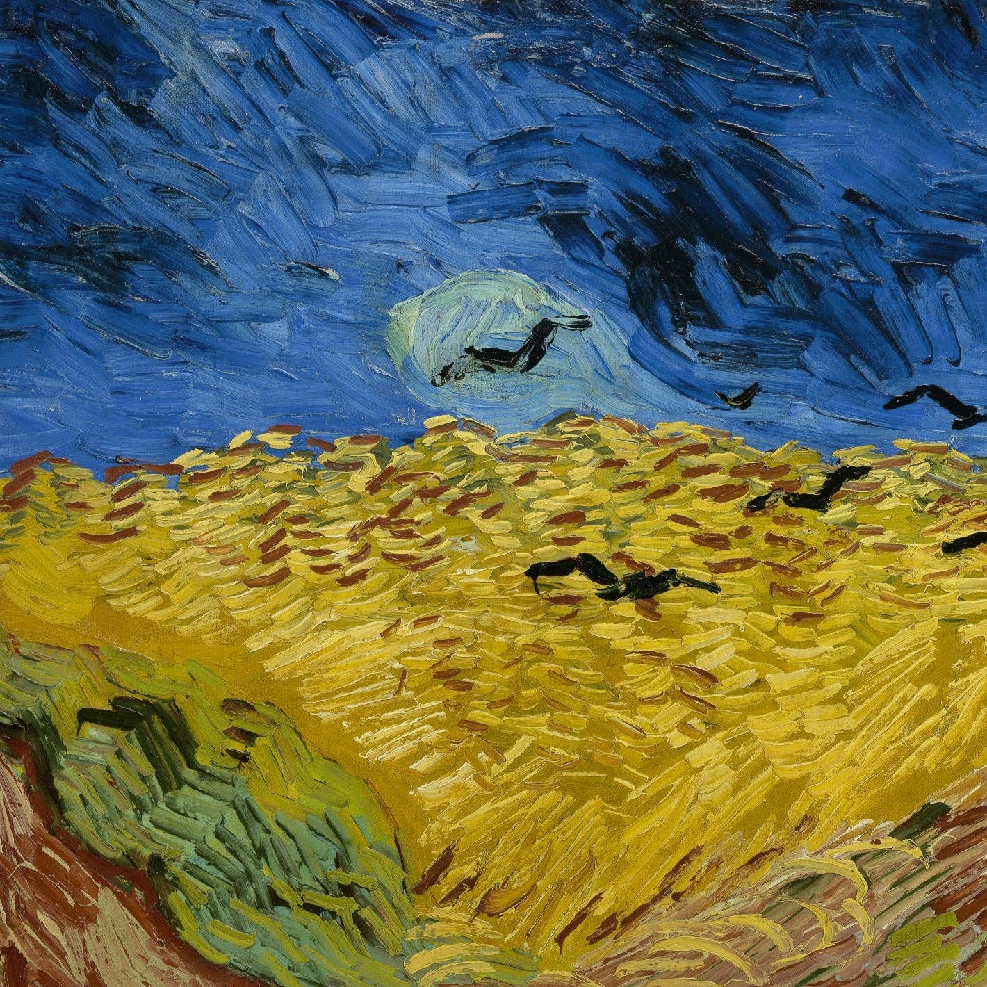 Van Gogh Crows Painting: Textured 3D Print Art
