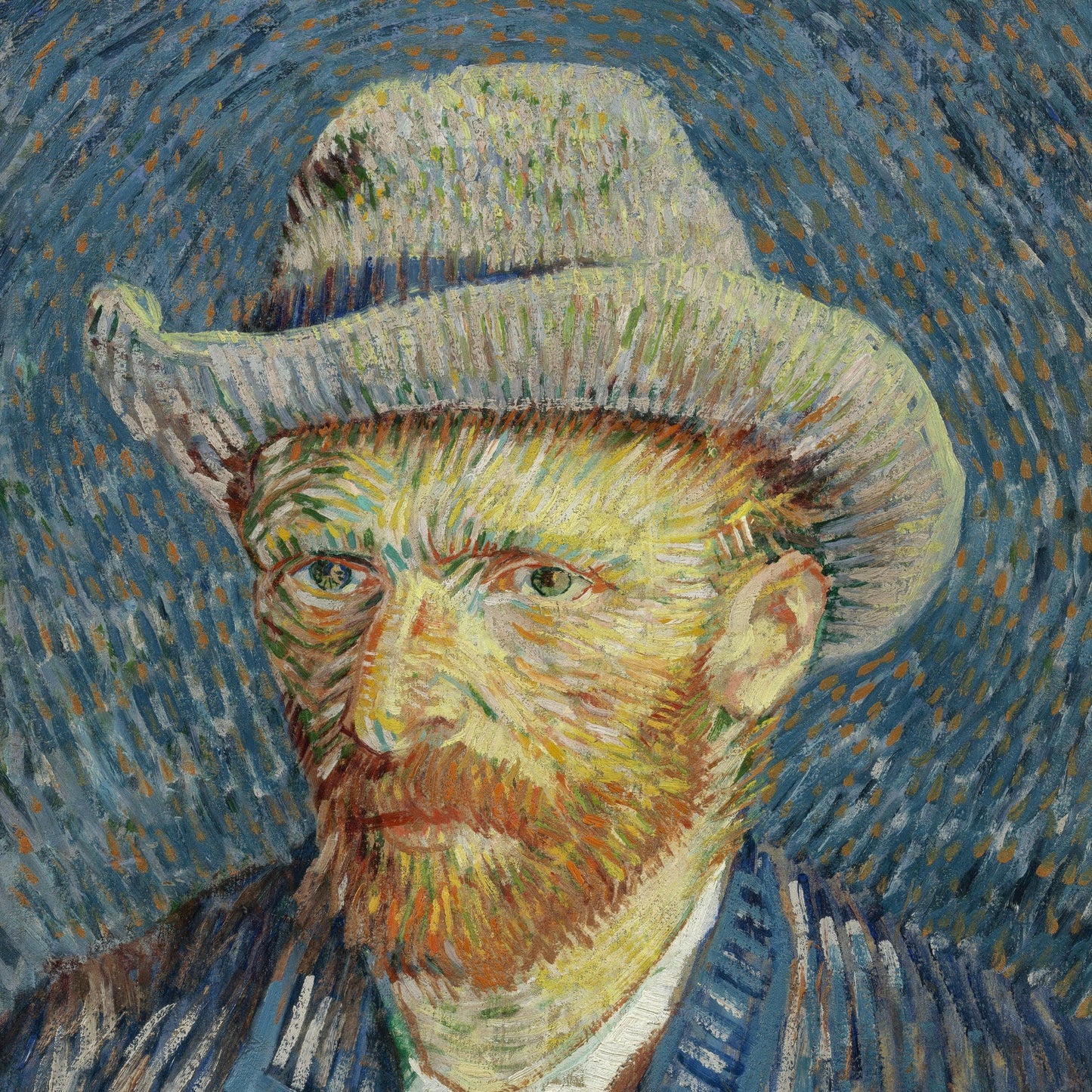 Self Portrait with Grey Felt Hat by Vincent Van Gogh, 3d Printed with texture and brush strokes looks like original oil painting