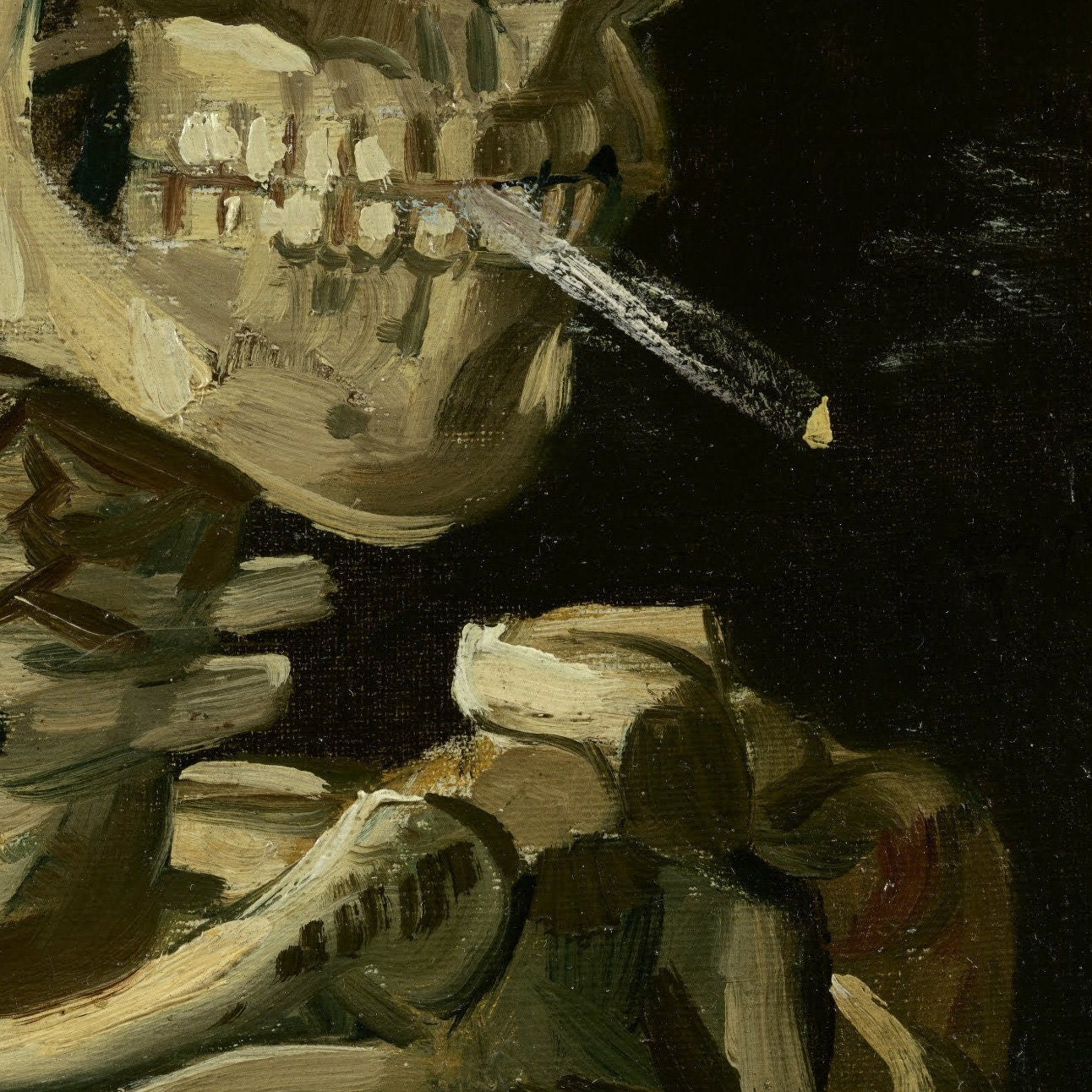Van Gogh Skull with Burning Cigarette, 3D Printed Fine Art