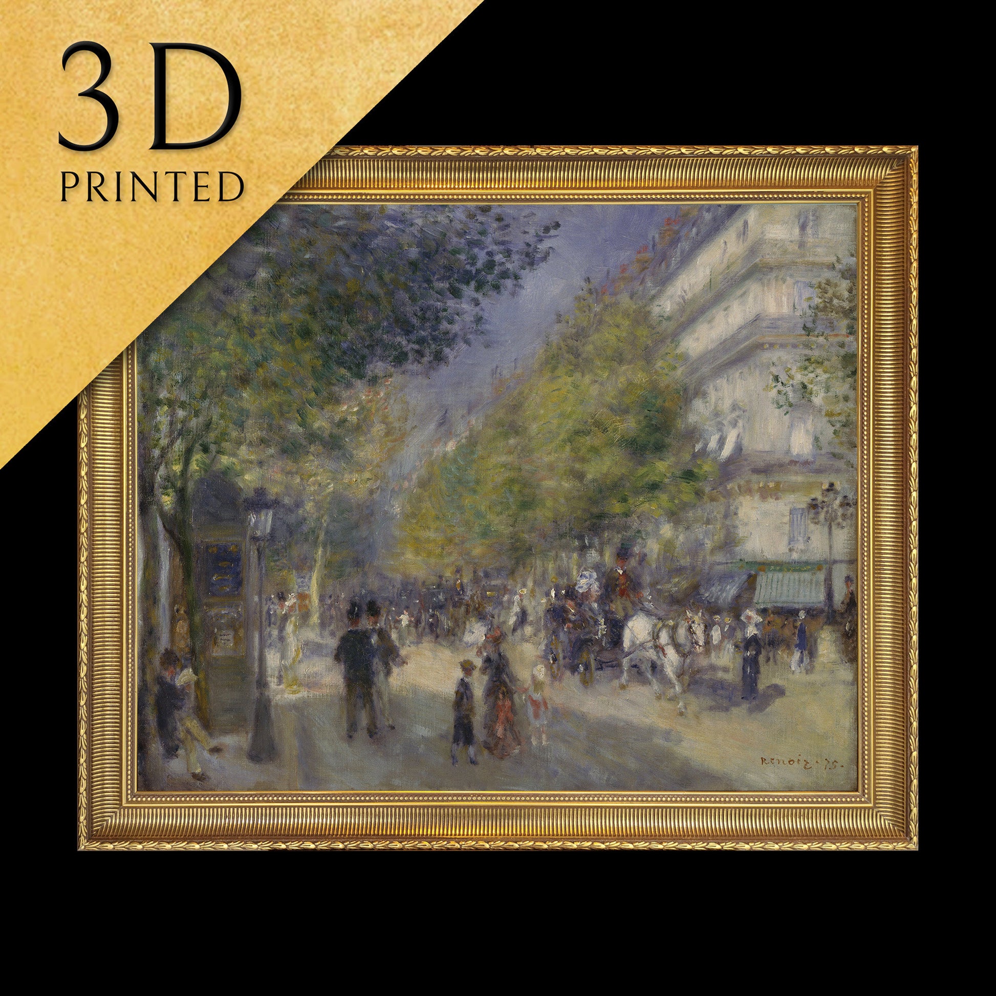 The Grands Boulevards by Pierre Auguste Renoir, 3d Printed with texture and brush strokes looks like original oil painting