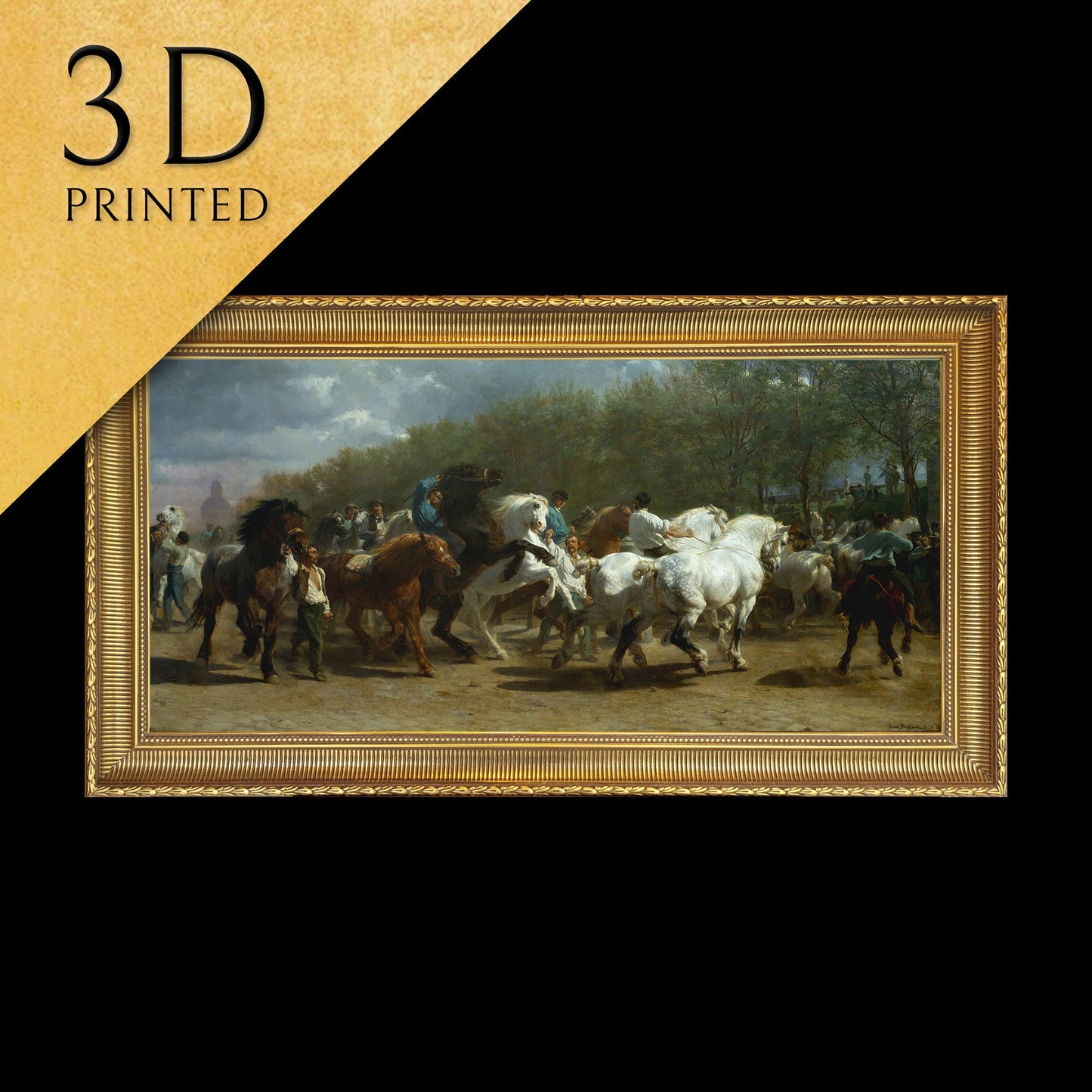 The Horse Fair by Rosa Bonheur, 3d Printed with texture and brush strokes looks like original oil painting.