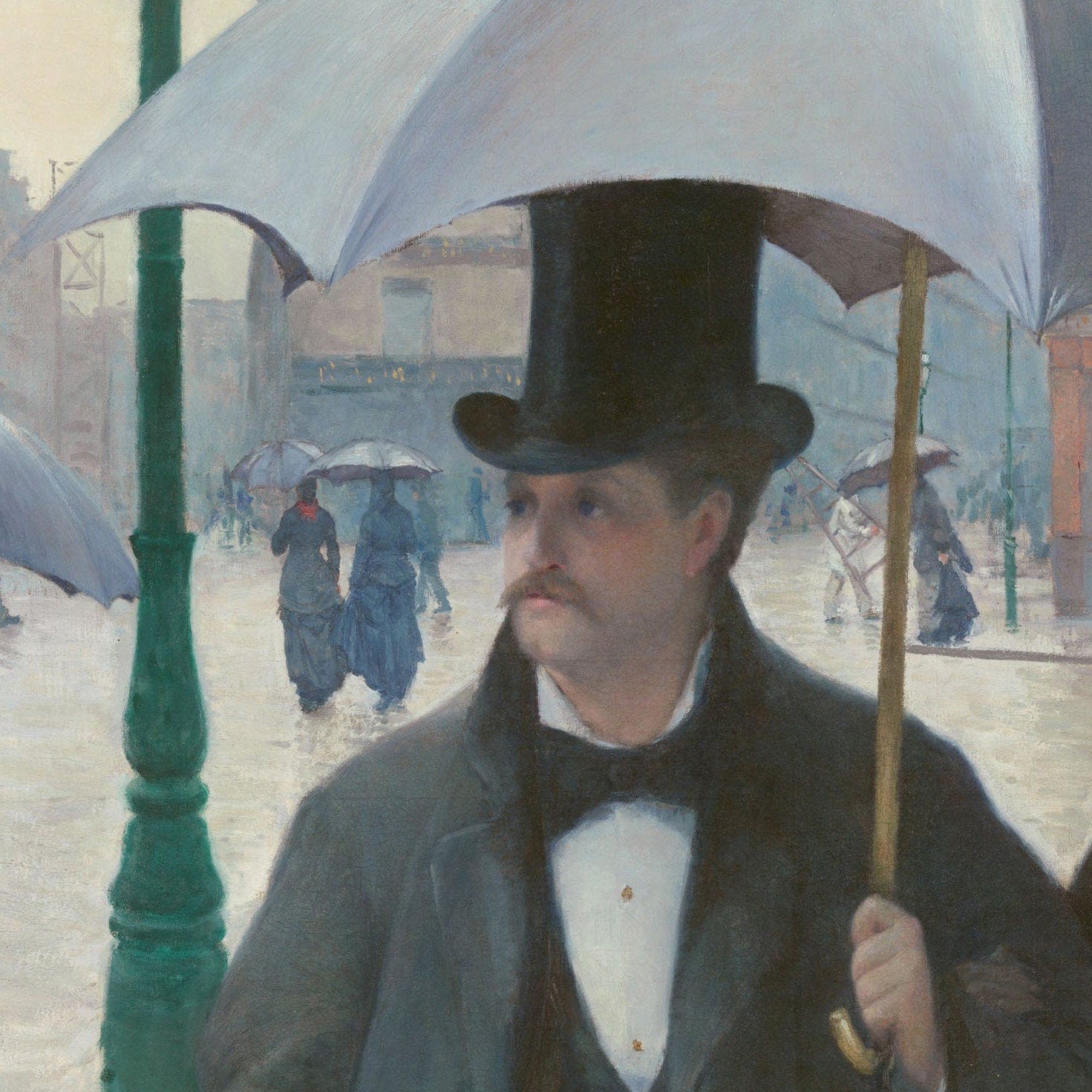 Paris Street Rainy Day by Gustave Caillebotte, 3d Printed with texture and brush strokes looks like original oil painting