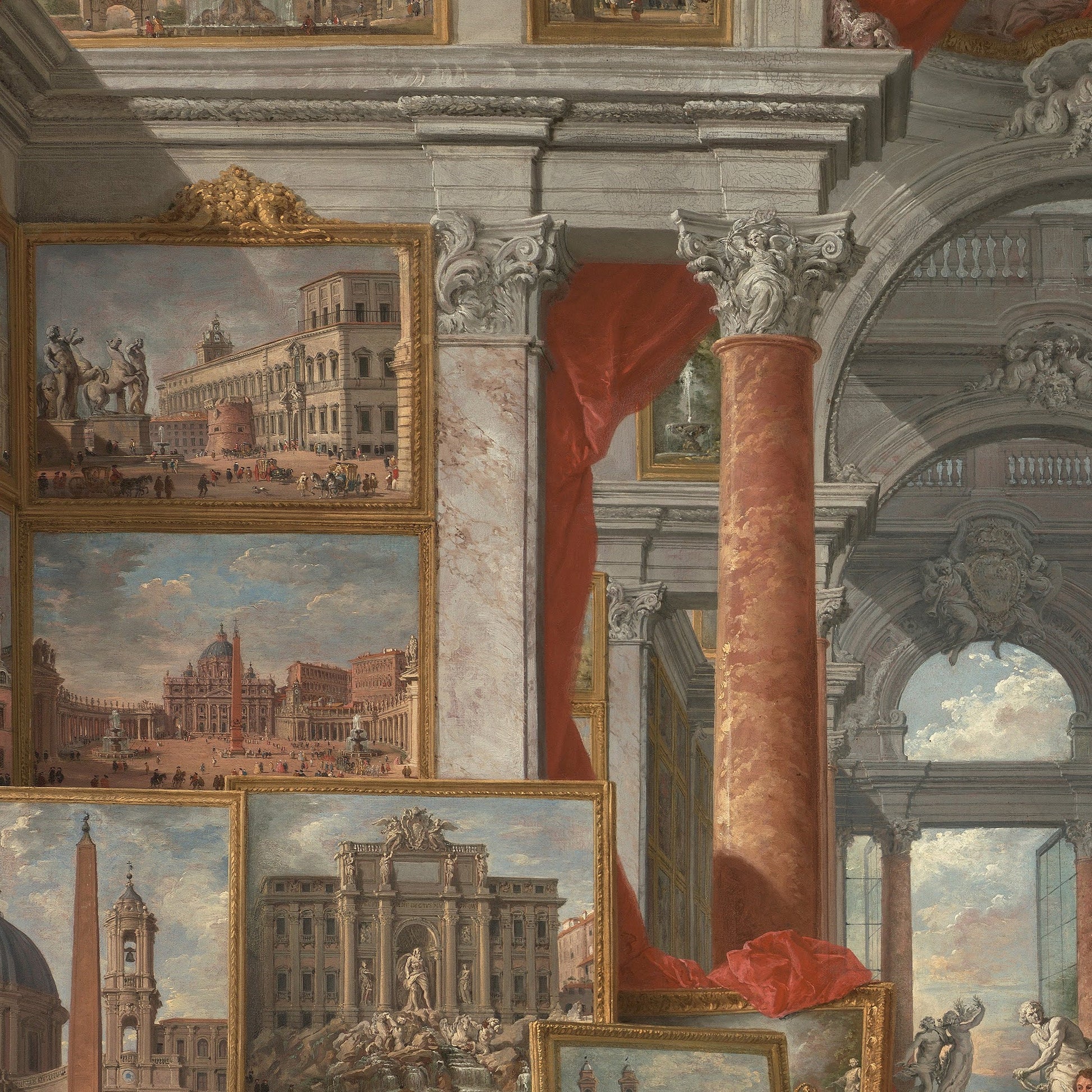 Picture Gallery by Giovanni Paolo Pannini, 3d Printed with texture and brush strokes looks like original oil painting , renaissance print