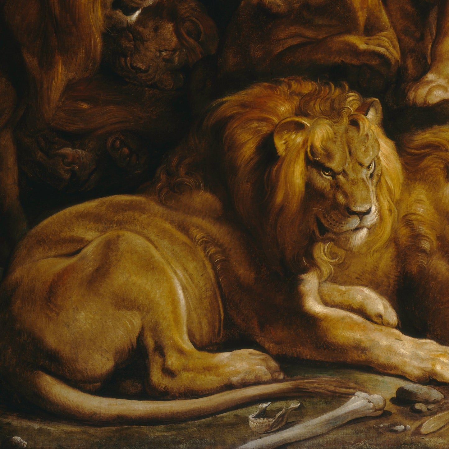 Daniels in the Lion Den's Print: Rubens 3D Textured Masterpiece