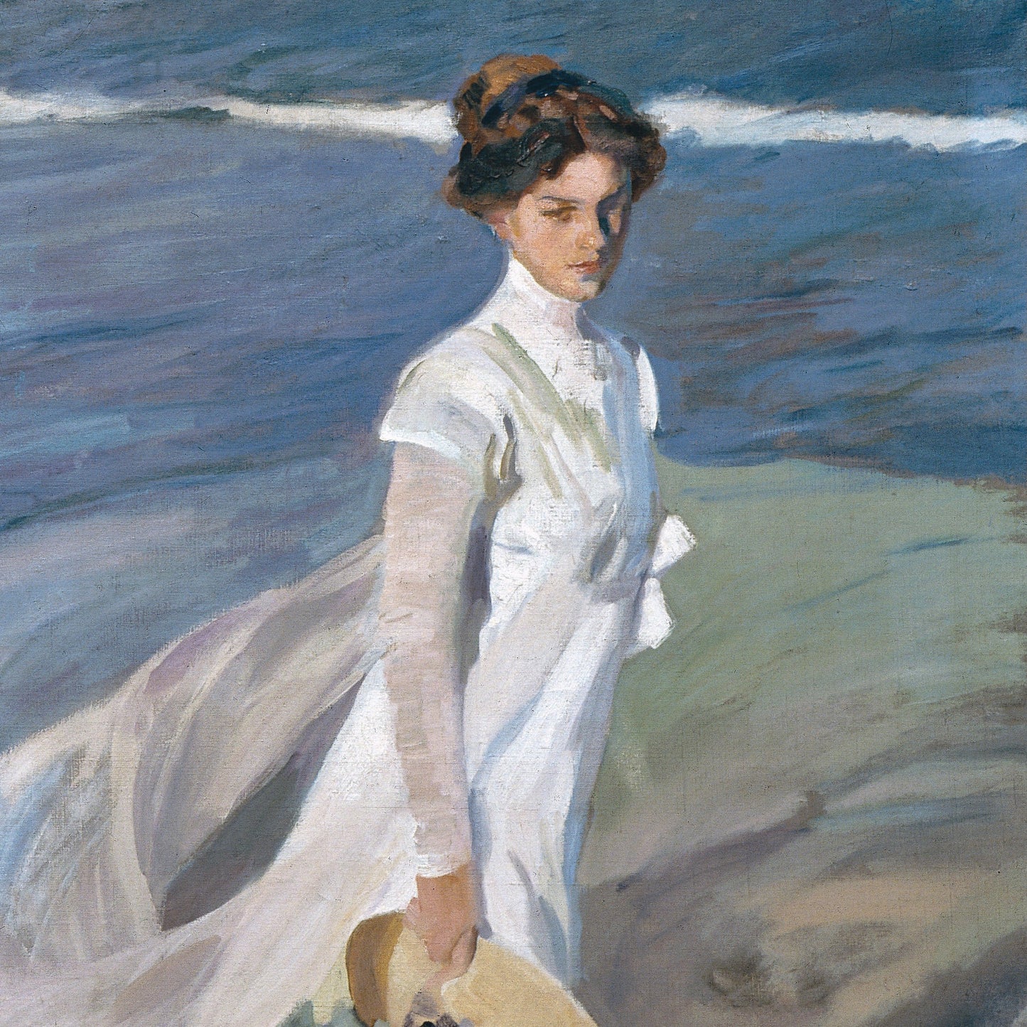 Strolling along the Seashore by Joaquin Sorolla, 3d Printed with texture and brush strokes look like original oil painting,vintage art print