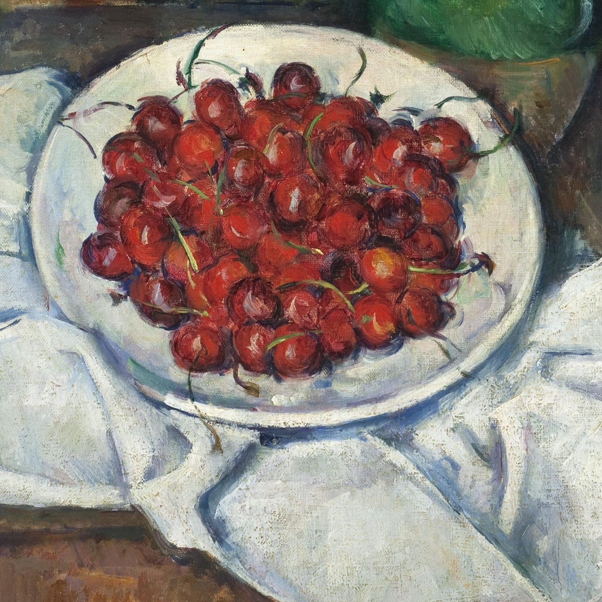 Cezanne Cherries and Peaches Still Life: 3D Textured Print