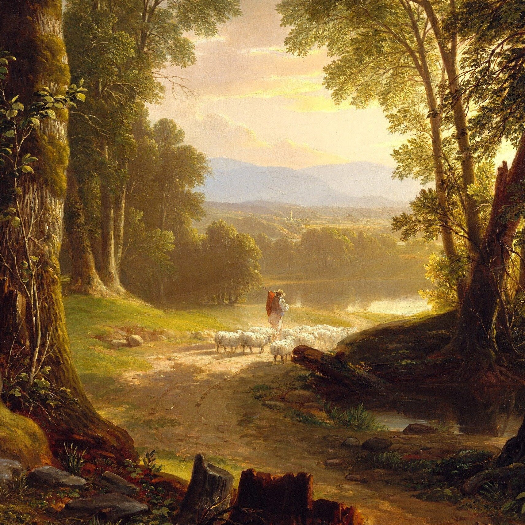 The Beeches by Asher Brown Durand, 3d Printed with texture and brush strokes looks like original oil painting