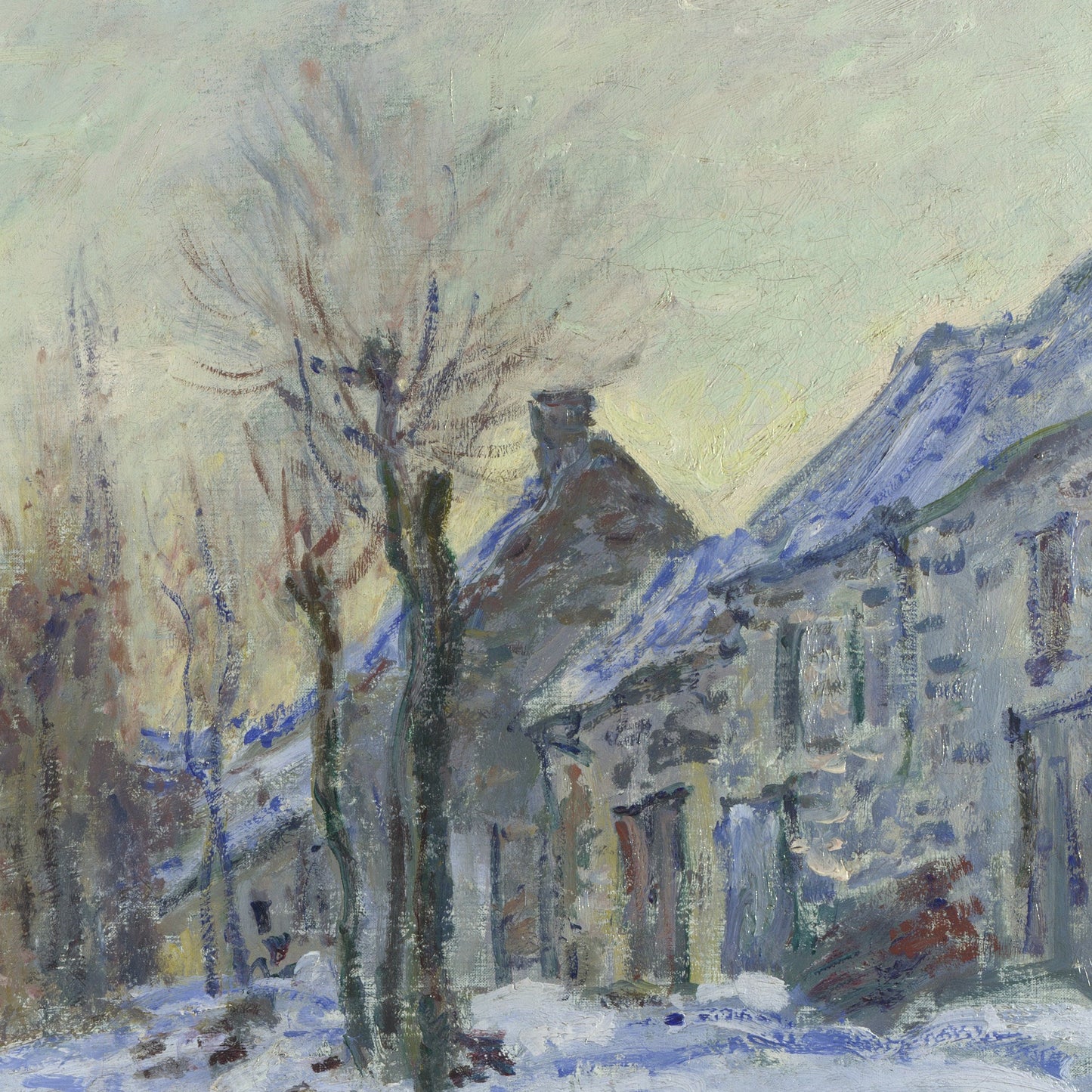 Lavacourt Under Snow by Claude Monet, 3d Printed with texture and brush strokes looks like original oil painting