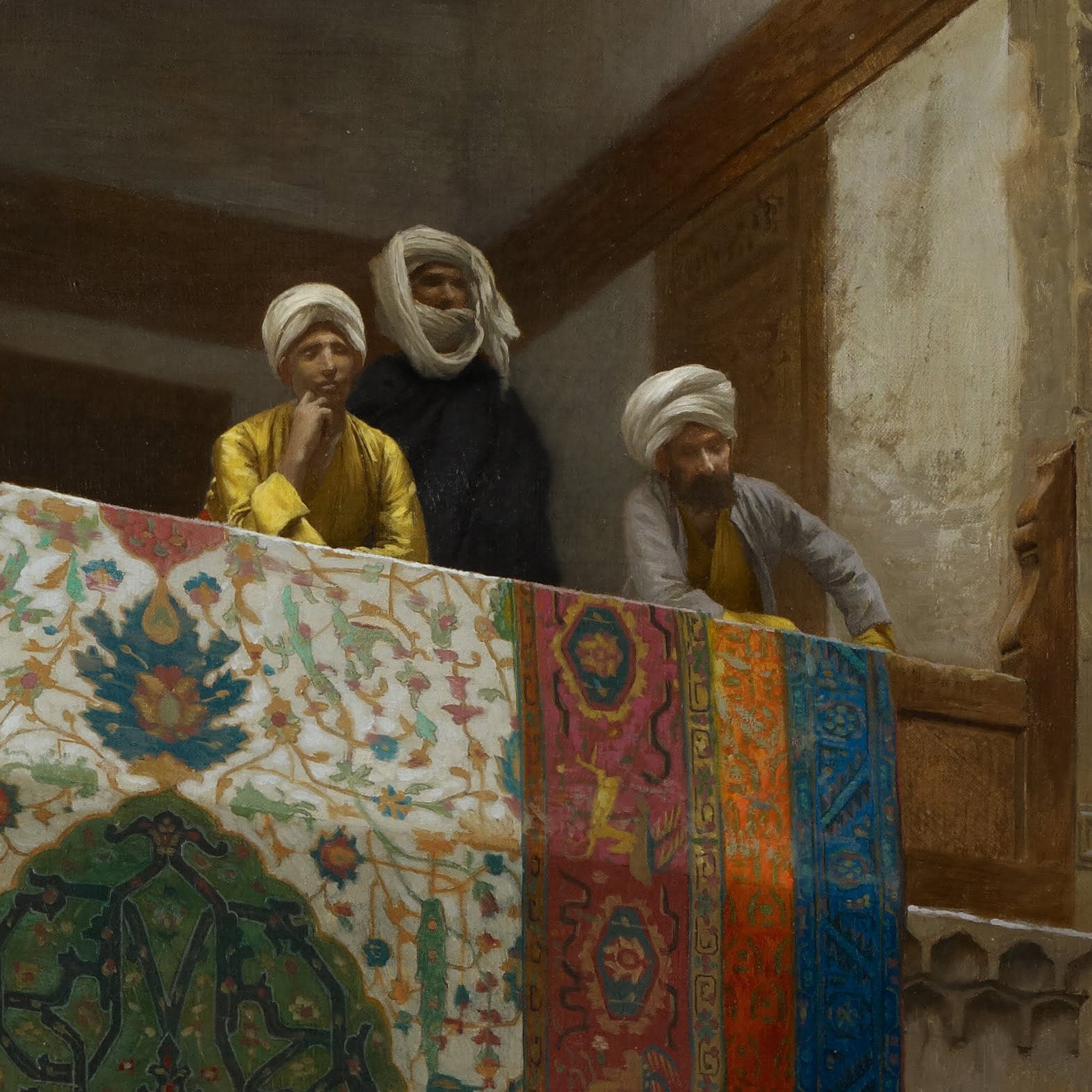 The Carpet Merchant by Jean Léon Gérôme, 3d Printed with texture and brush strokes looks like original oil painting