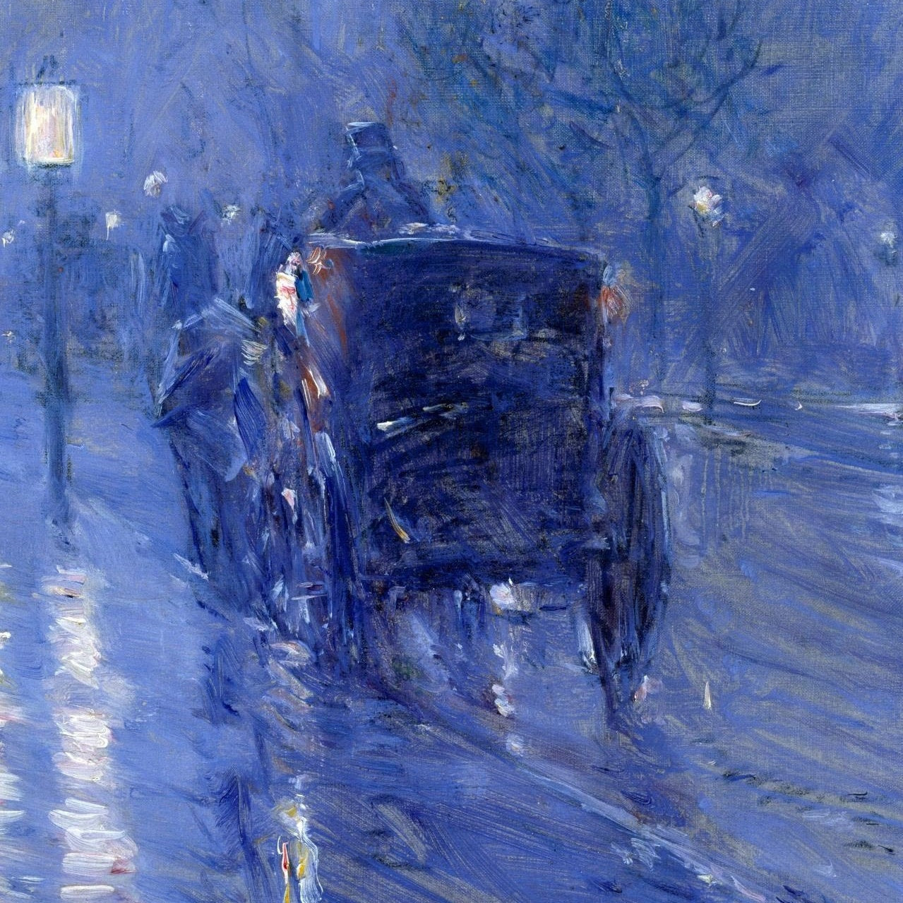 Childe Hassam Rainy Midnight 3D Print: Textured Impressionist Art