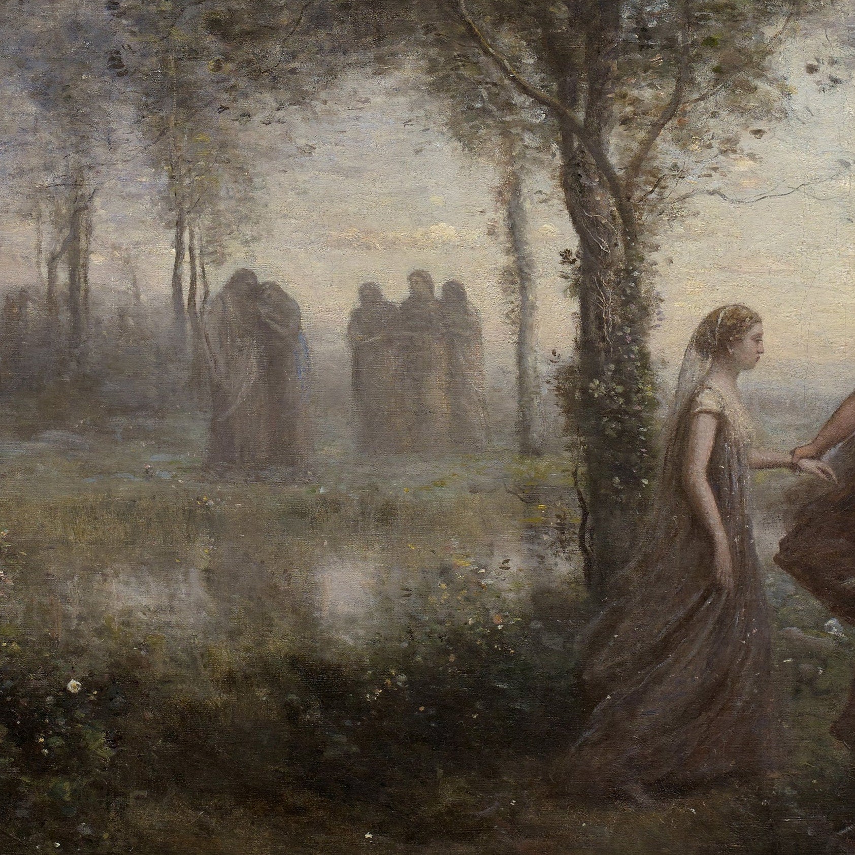 Orpheus Leading Eurydice 3D Print: Jean Baptiste Corot Textured Oil Painting