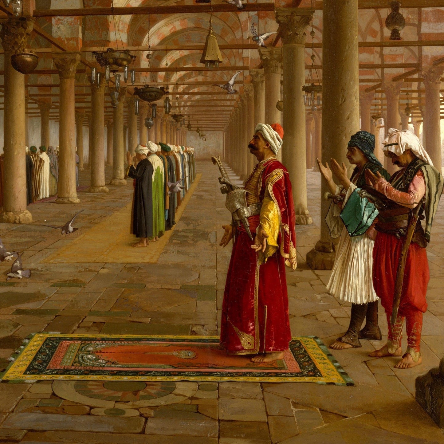 Prayer in the Mosque by Jean Léon Gérôme, 3d Printed with texture and brush strokes looks like original oil painting