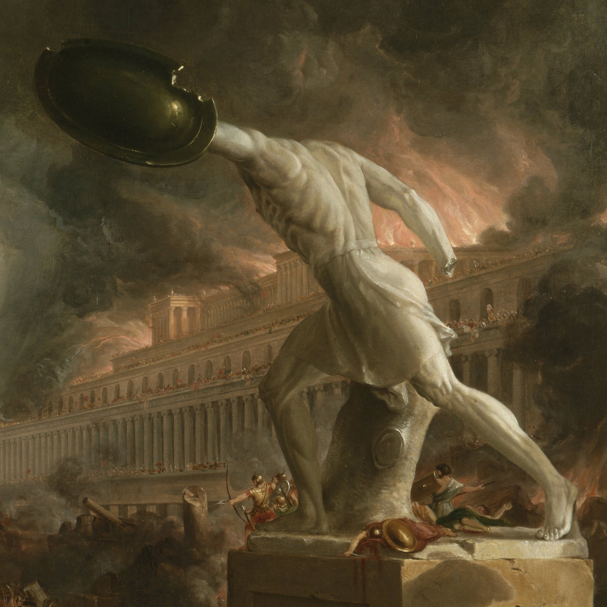 Thomas Cole 'Destruction' 3D Print: Textured Oil Painting Reproduction