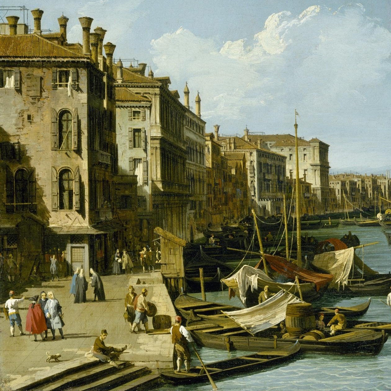 Canaletto's Grand Canal: 3D Textured Print - Venice Art