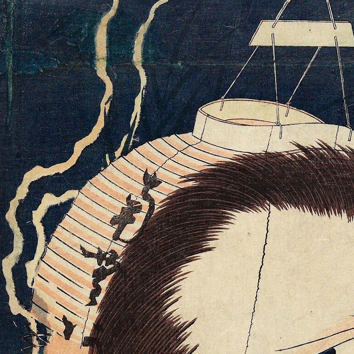 Hokusai Lantern Ghost Print: Textured 3D Japanese Art