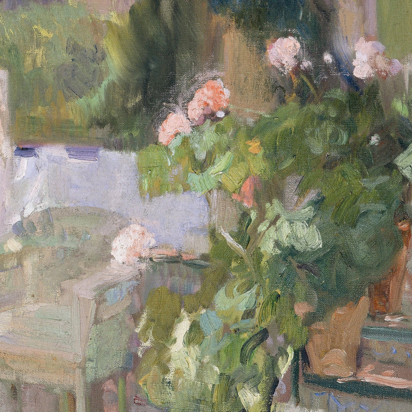 The Gardens at the Sorolla Family by Joaquin Sorolla, 3d Printed with texture and brush strokes looks like original oil painting