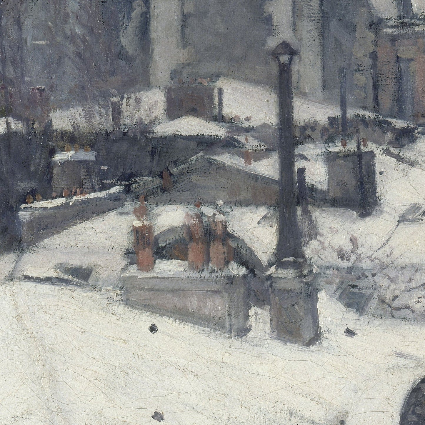 Rooftops in the Snow by Gustave Caillebotte, 3d Printed with texture and brush strokes looks like original oil painting