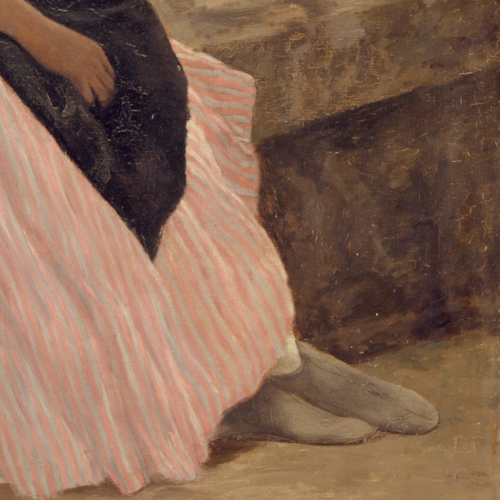 The Pink Dress by Frederic Bazille, 3d Printed with texture and brush strokes looks like original oil painting