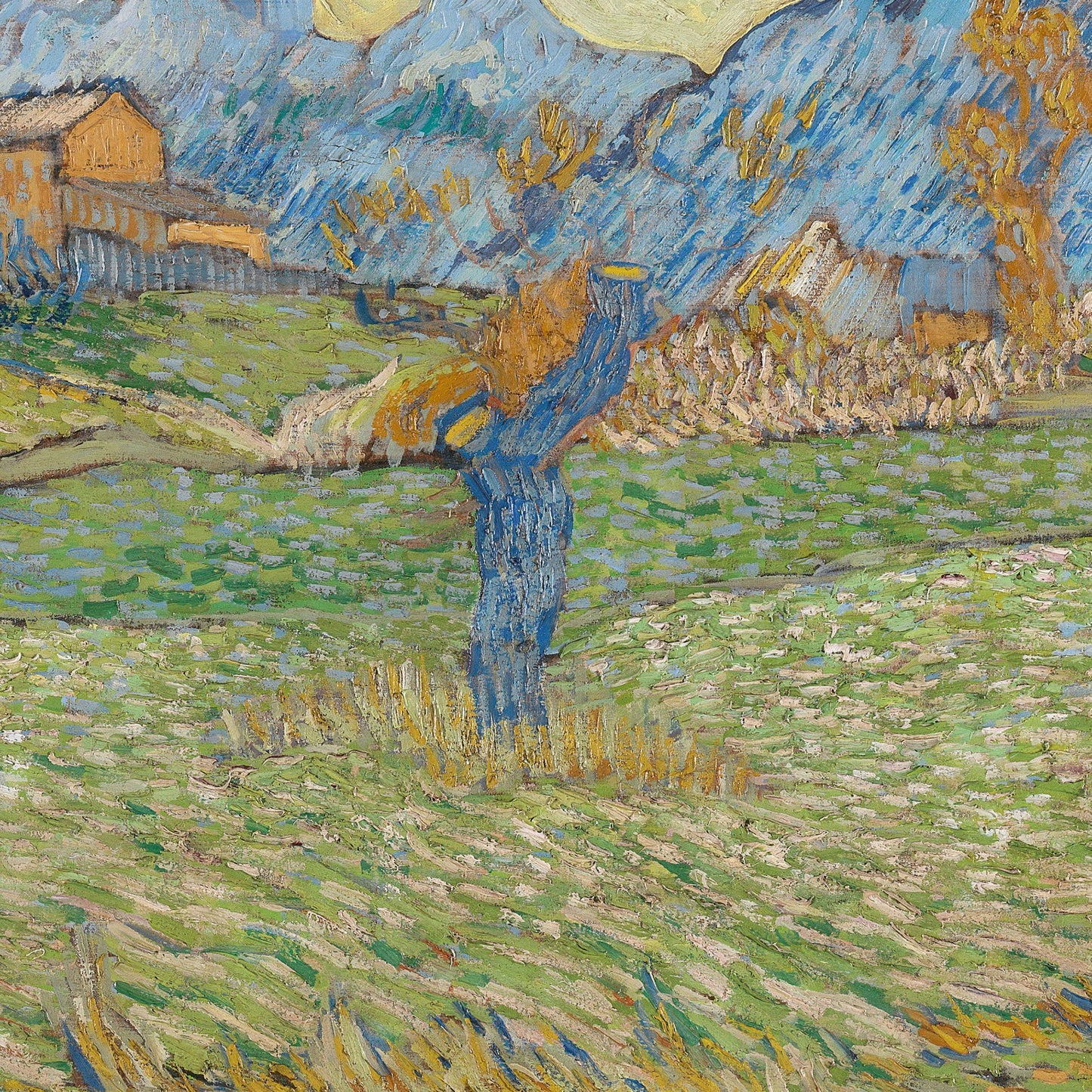 Wheat Fields in A Mountainous by Vincent Van Gogh, 3d Printed with texture and brush strokes looks like original oil painting