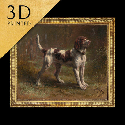 A Limier Briquet Hound by Rosa Bonheur, 3d Printed with texture and brush strokes looks like original oil painting.