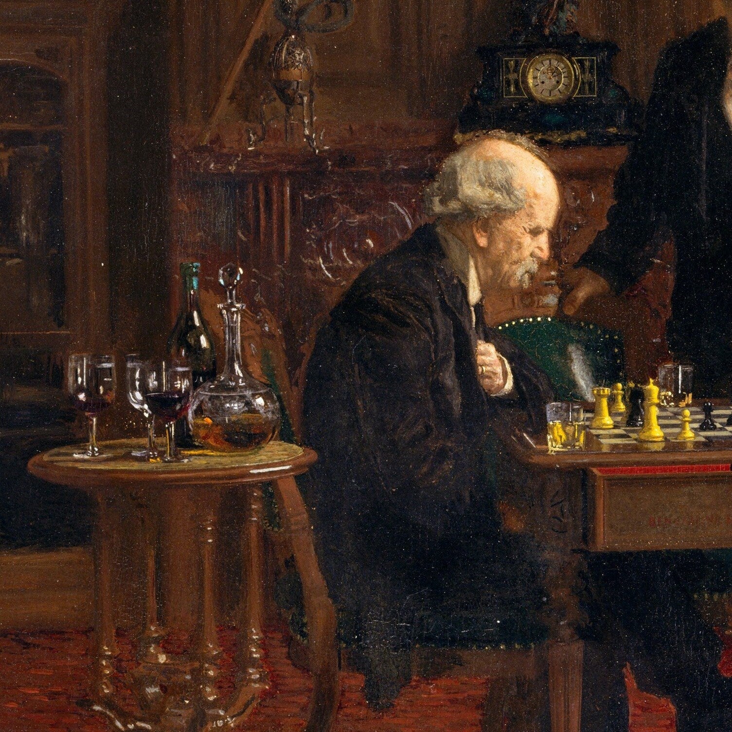 The Chess Players by Thomas Eakins, 3d Printed with texture and brush strokes looks like original oil painting.