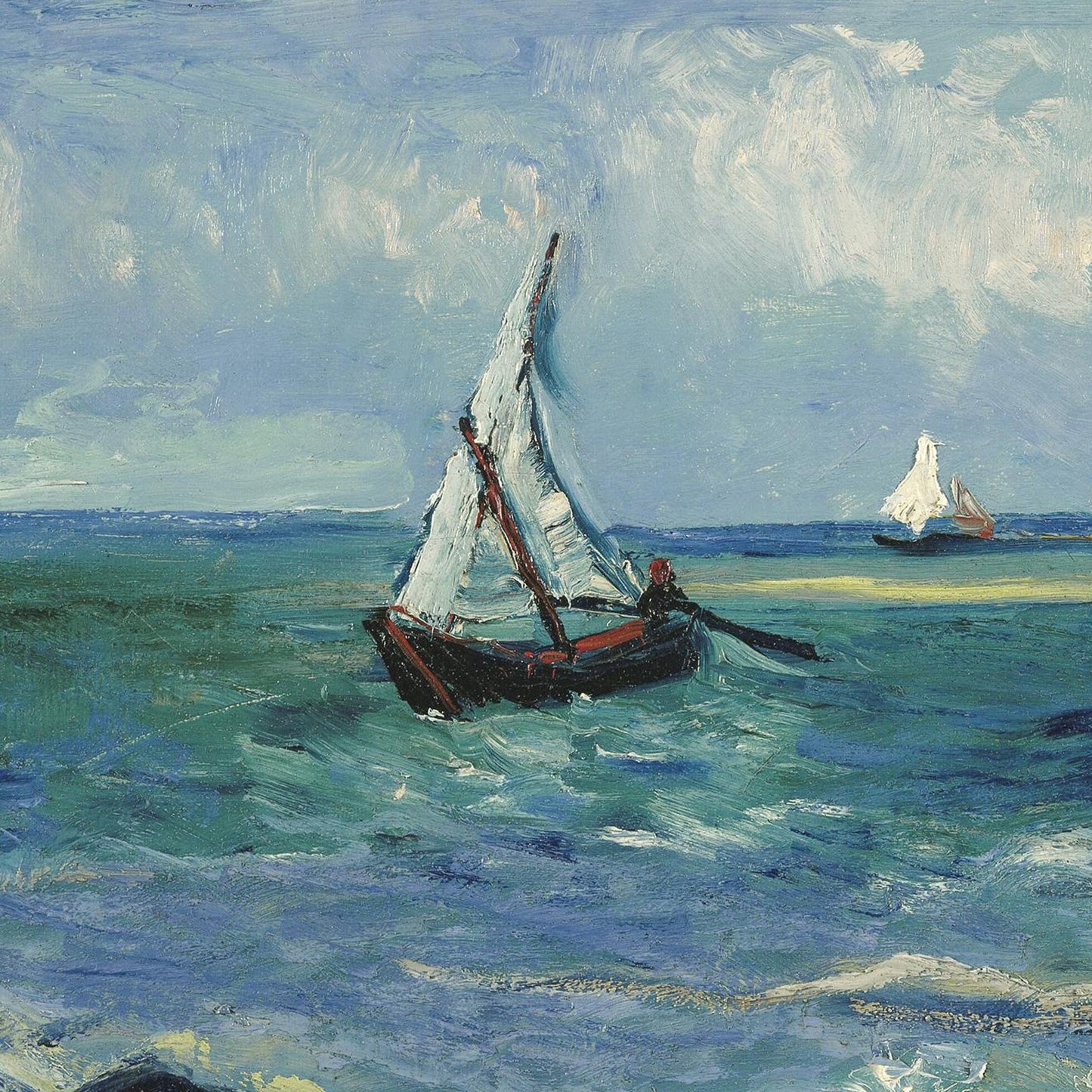 Van Gogh Seascape Print: Textured 3D Reproduction