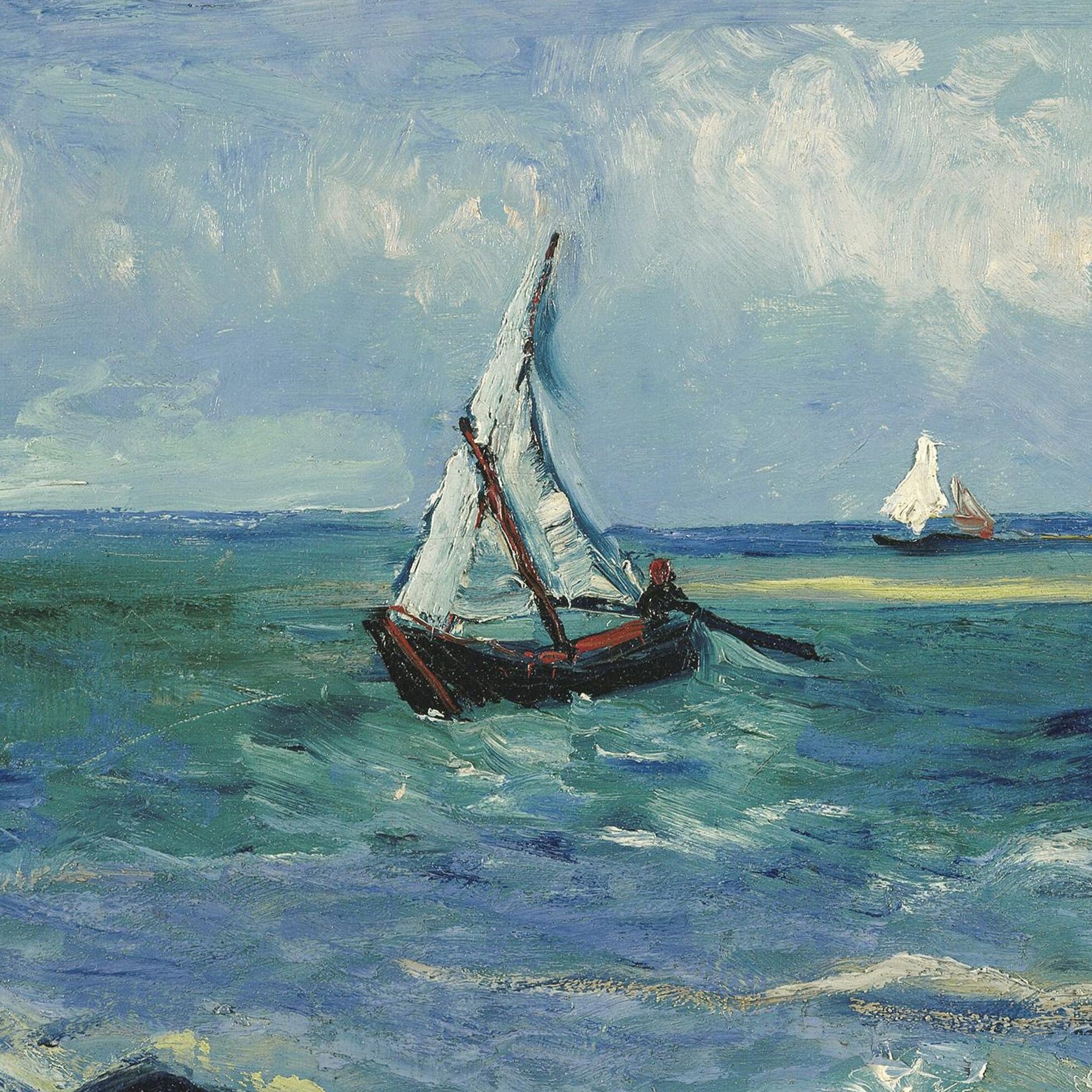 Van Gogh Seascape Print: Textured 3D Reproduction