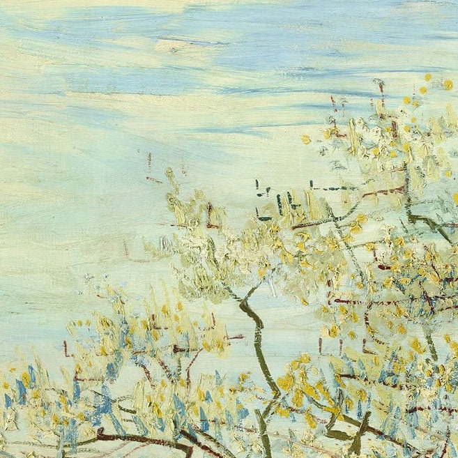 Van Gogh 'White Orchard' 3D Textured Print: Impasto Style