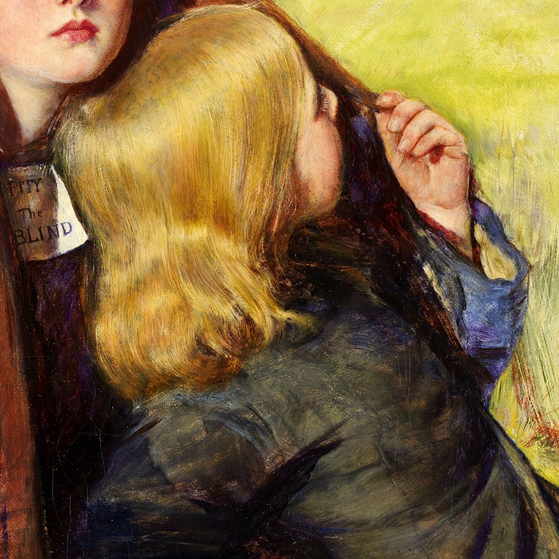 The Blind Girl by Sir John Everett Millais, 3d Printed with texture and brush strokes looks like original oil painting.