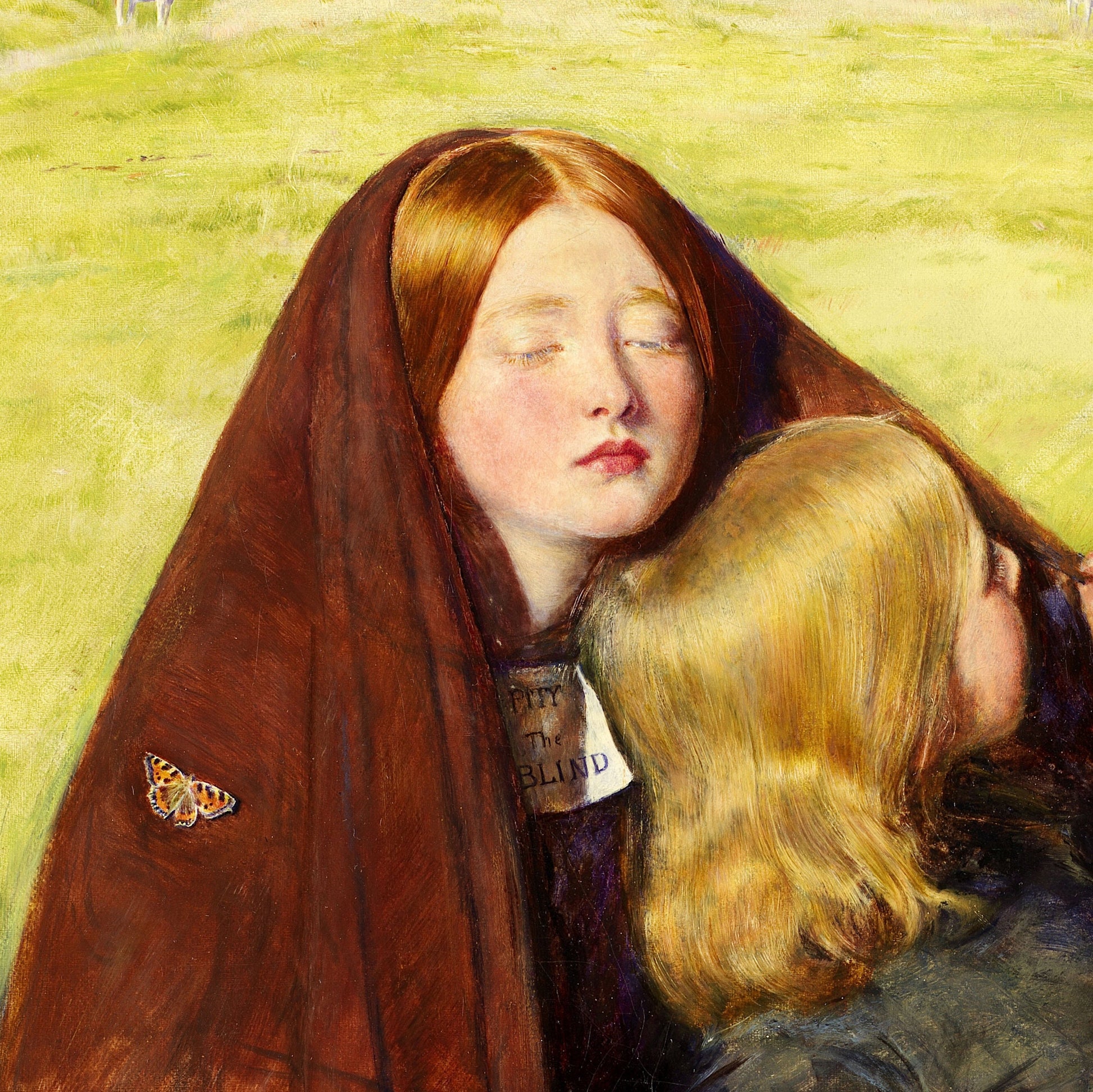 The Blind Girl by Sir John Everett Millais, 3d Printed with texture and brush strokes looks like original oil painting.