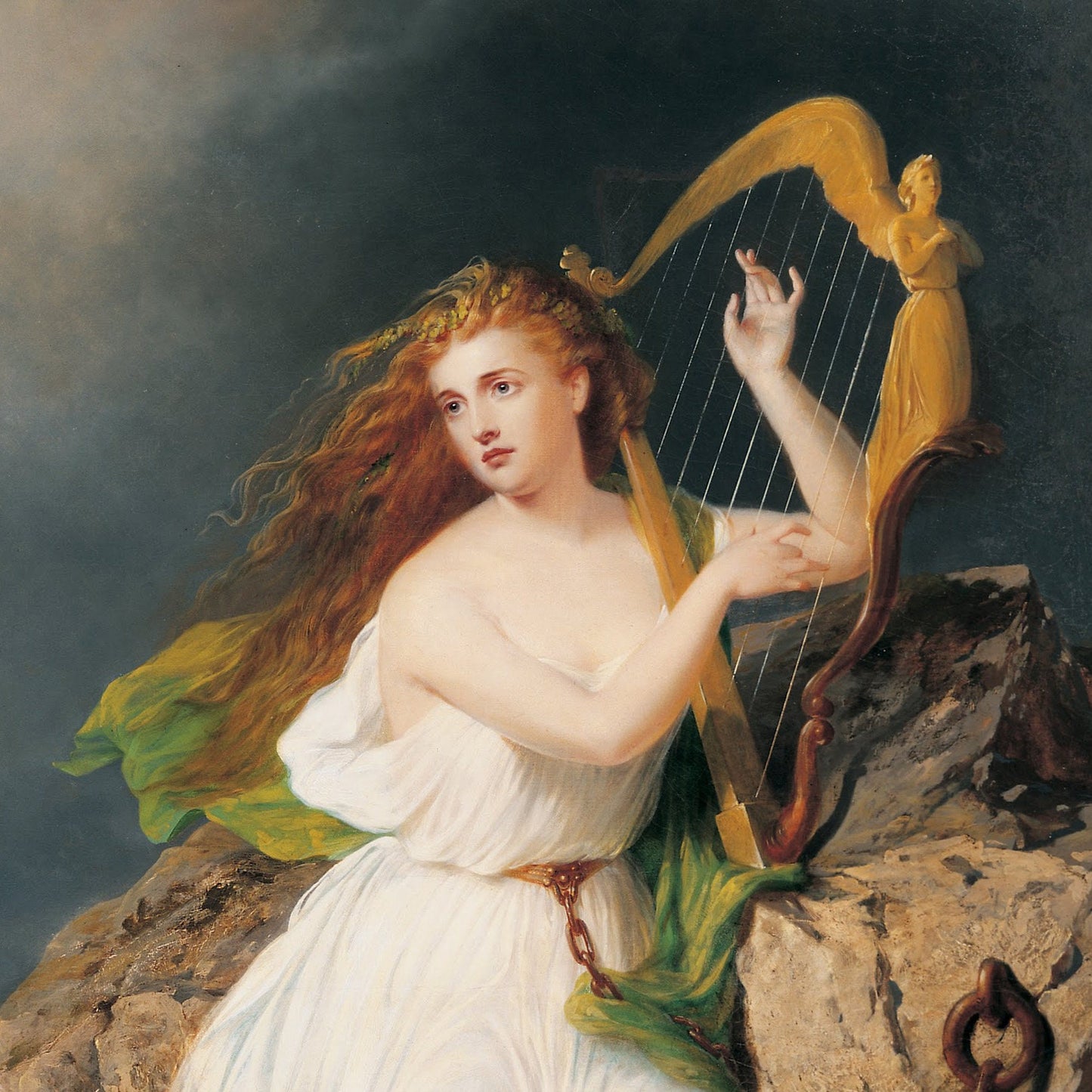 The Harp of Erin by Thomas Buchanan Read, 3d Printed with texture and brush strokes looks like original oil painting.