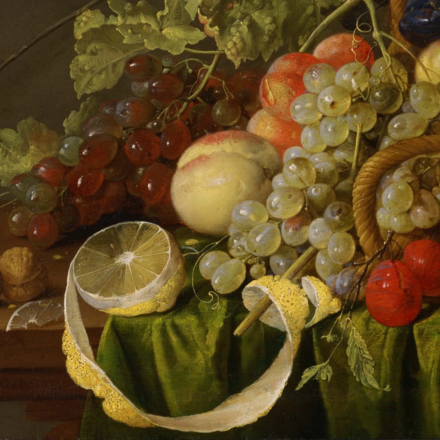 Still Life with a Basket of Fruit by Cornelis de Heem, 3d Printed with texture and brush strokes looks like original oil painting.