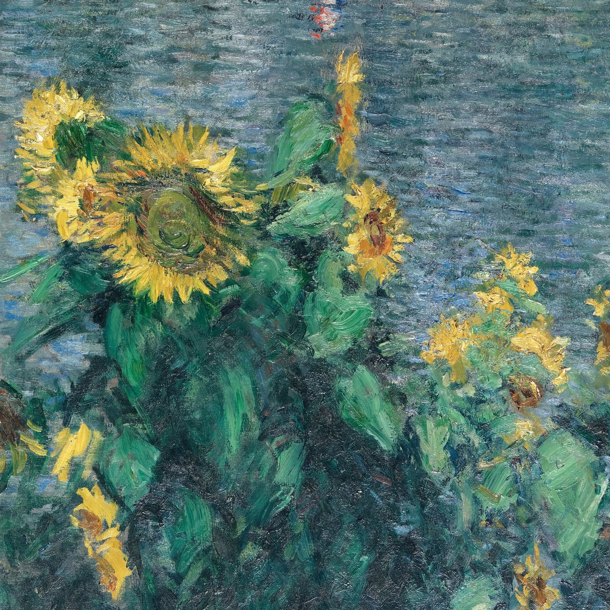 Gustave Caillebotte Sunflowers Along The Seine: 3D Textured Print