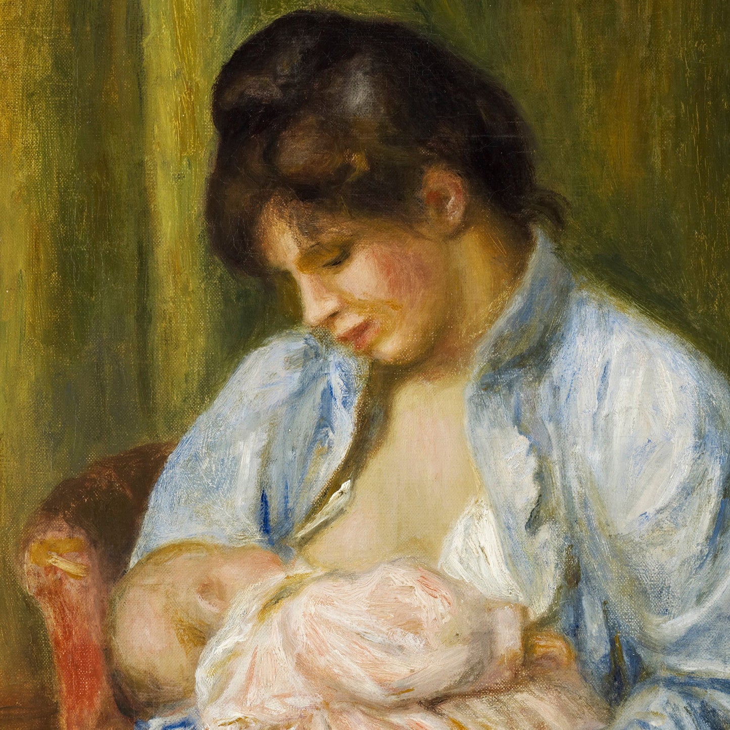 A Woman Nursing a Child by Pierre Auguste Renoir, 3d Printed with texture and brush strokes looks like original oil painting.